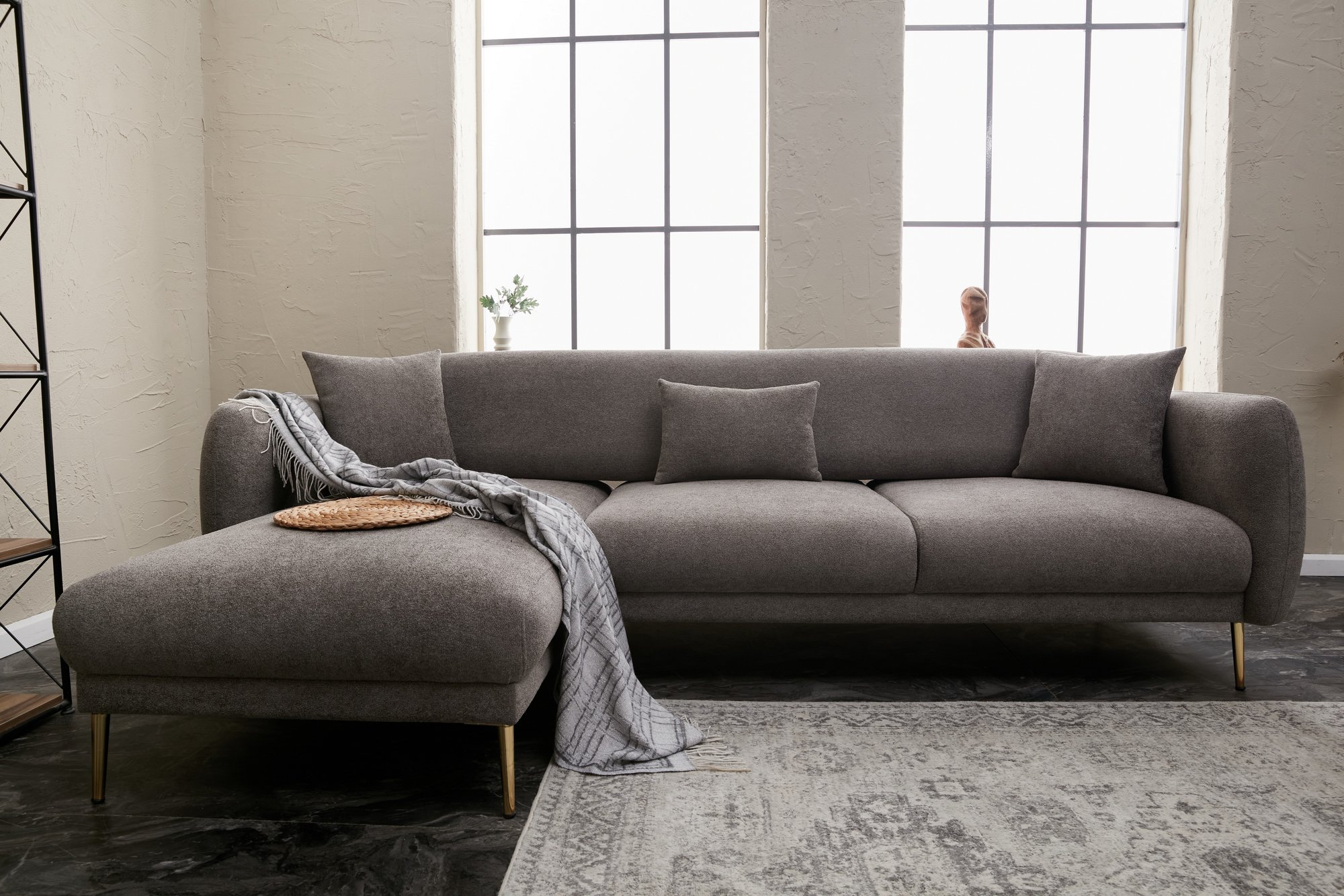 Simena Sofa Récamiere Links Grau