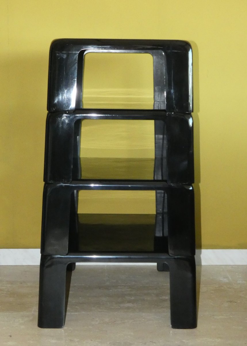 Nesting Tables Set of 4 Stackable Black 1960s