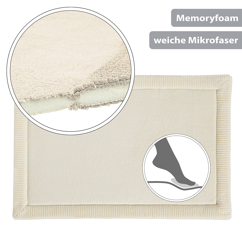 Rutschfeste Microfaser Badematte mit Memory Foam Natur