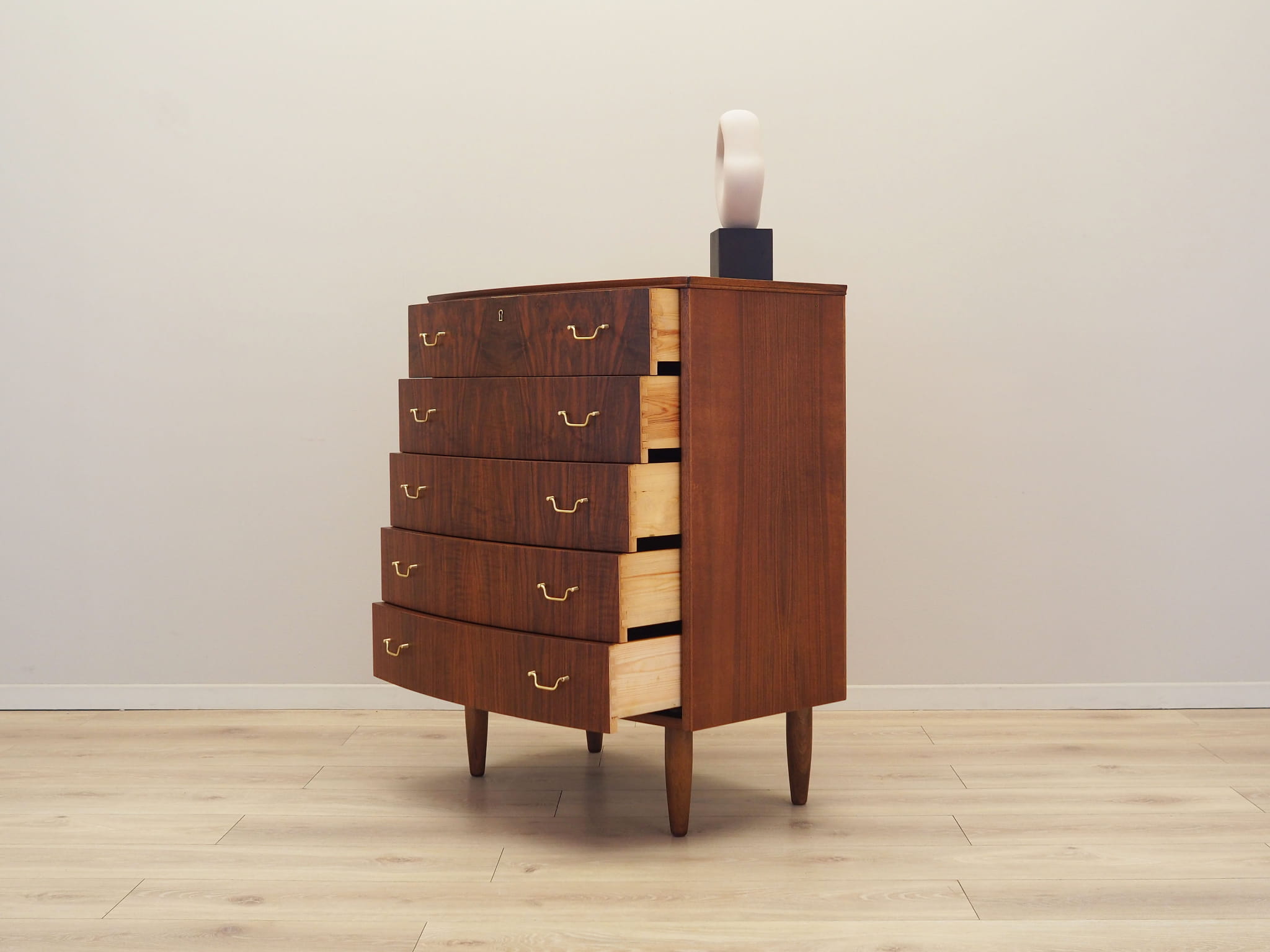 Vintage chest of drawers walnut wood brown 1970s