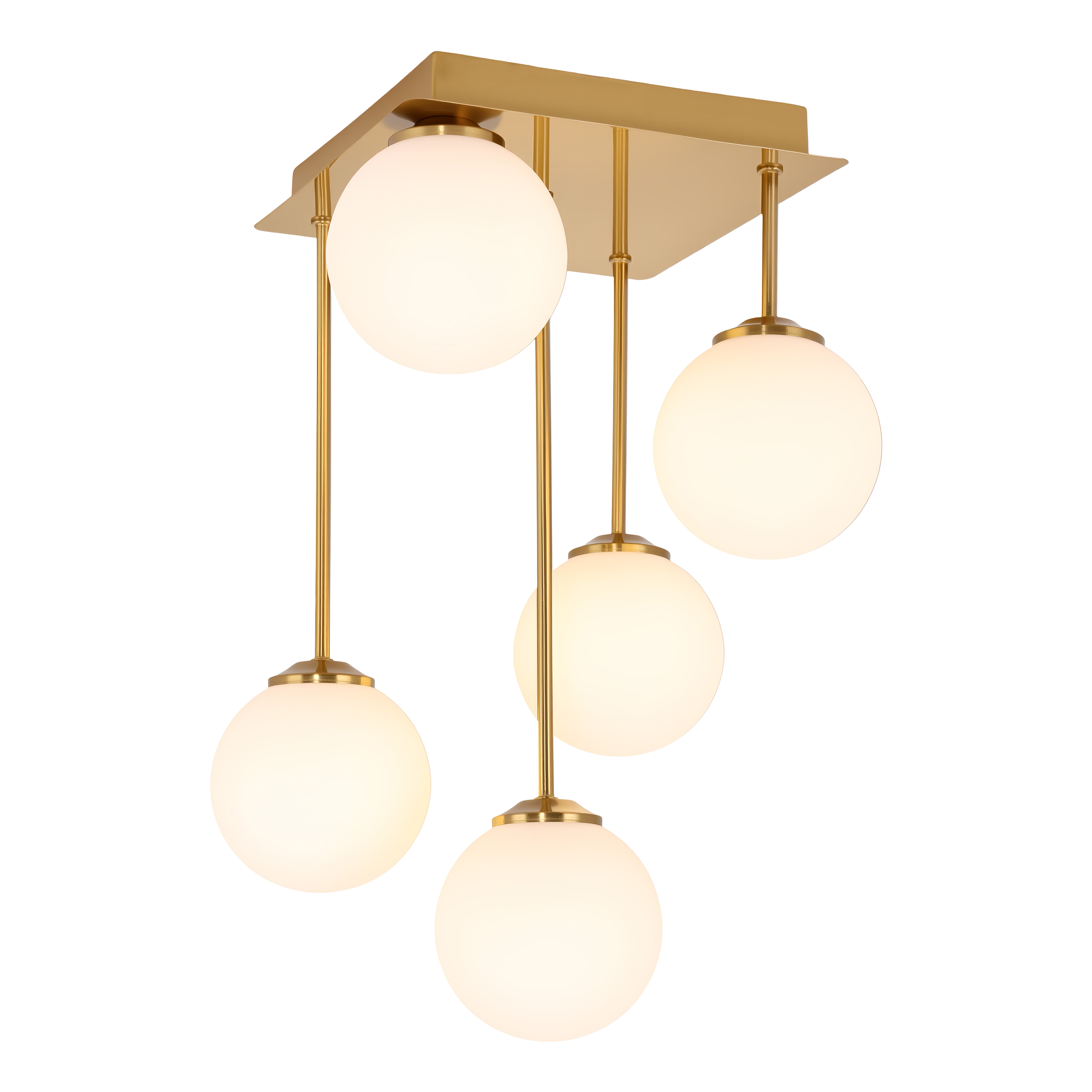 Bosken Deckenleuchte 5-flammig Gusseisen Milchglas