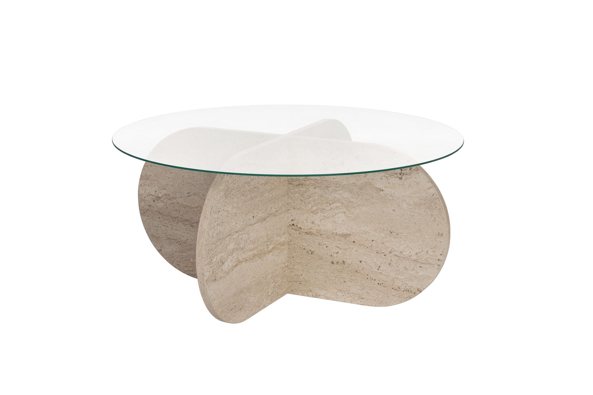 Aeris Coffee Table Travertine Transparent Ø75cm
