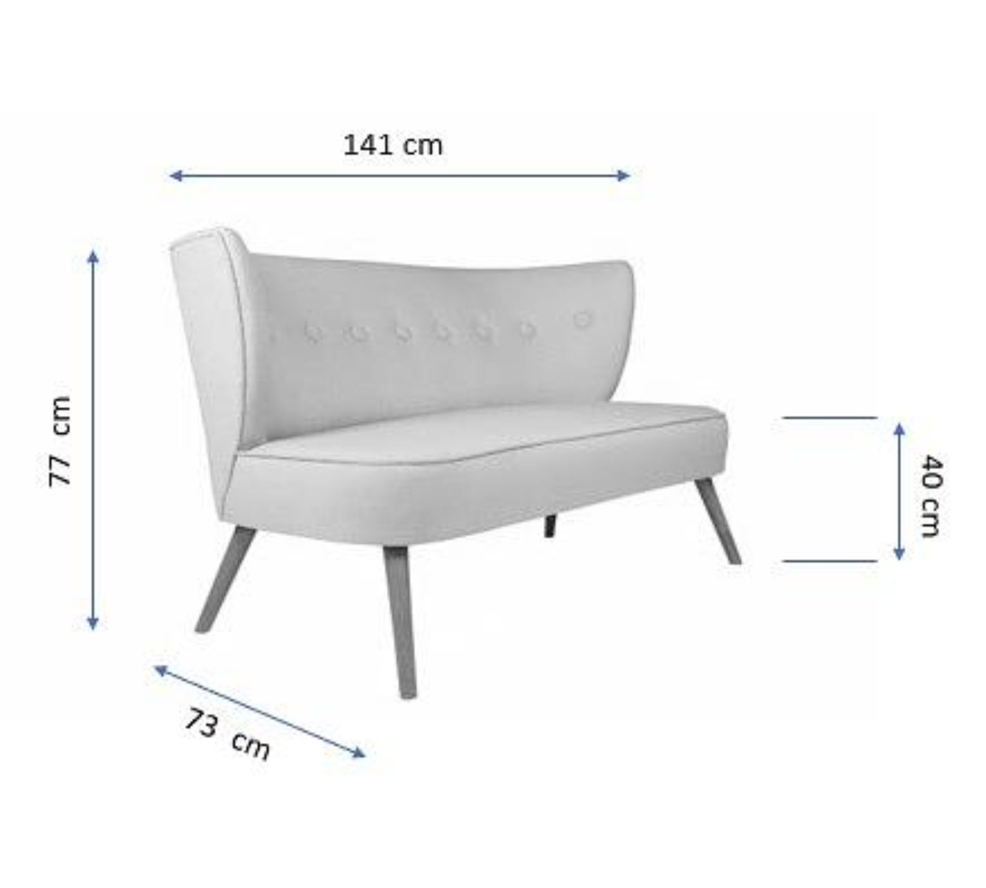 Bienville Sofa 2-Sitzer Grau