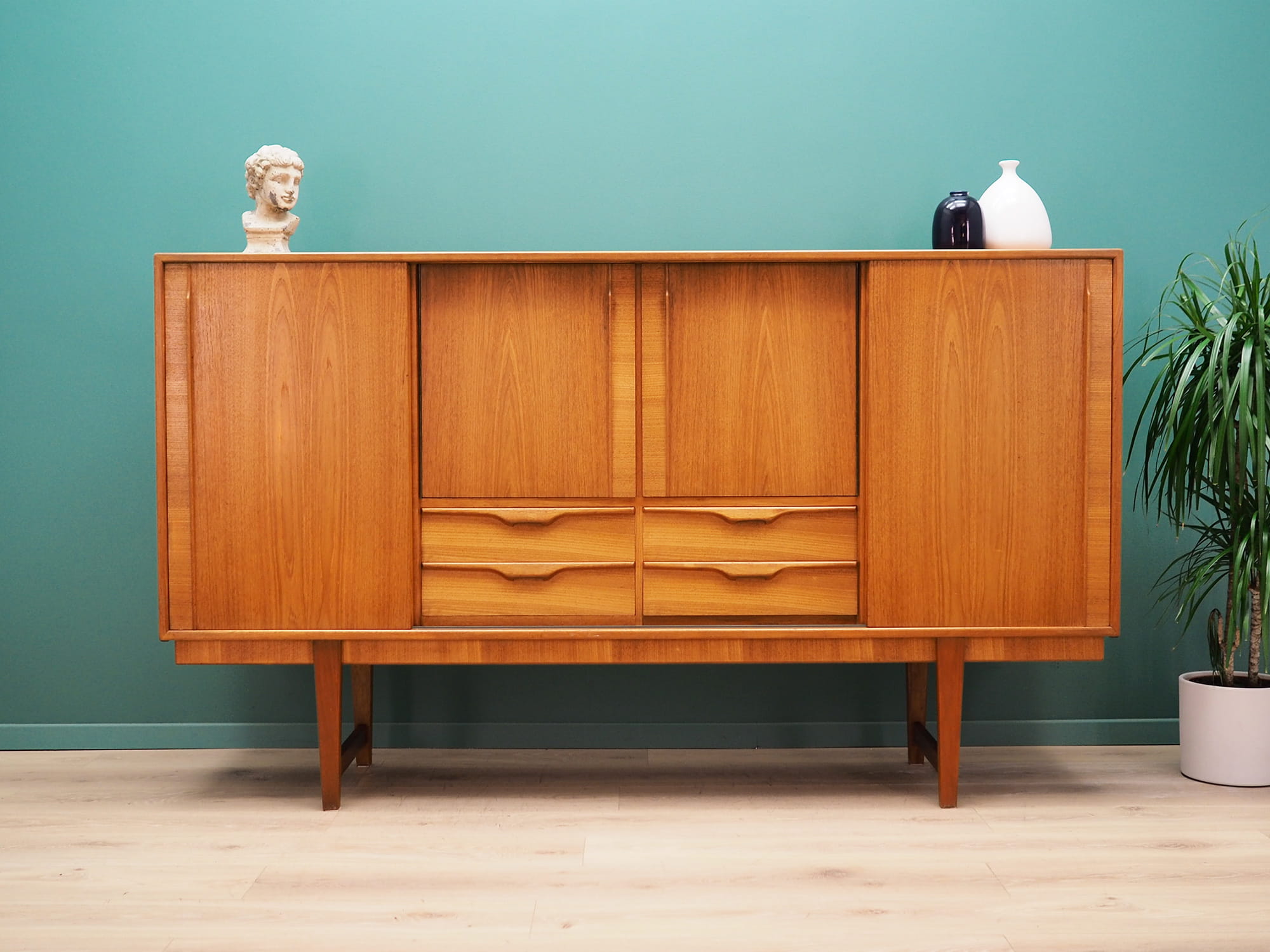 Vintage Highboard Teakholz Braun 1960er Jahre