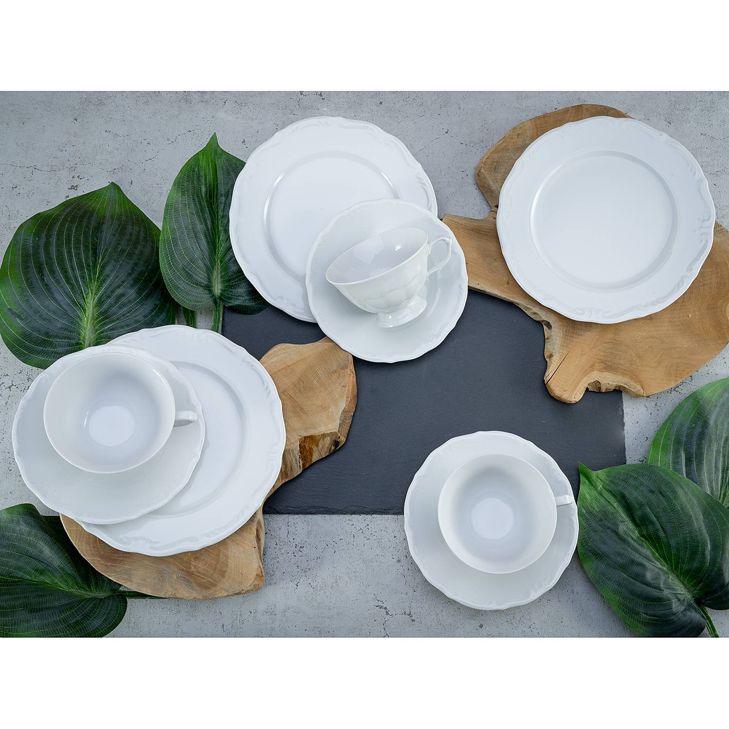 x18 Kaffeeservice MARIA THERESIA Porzellan Weiß