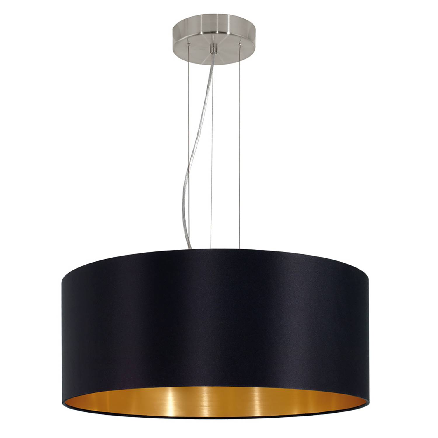 Pendelleuchte Webstoff Schwarz Gold