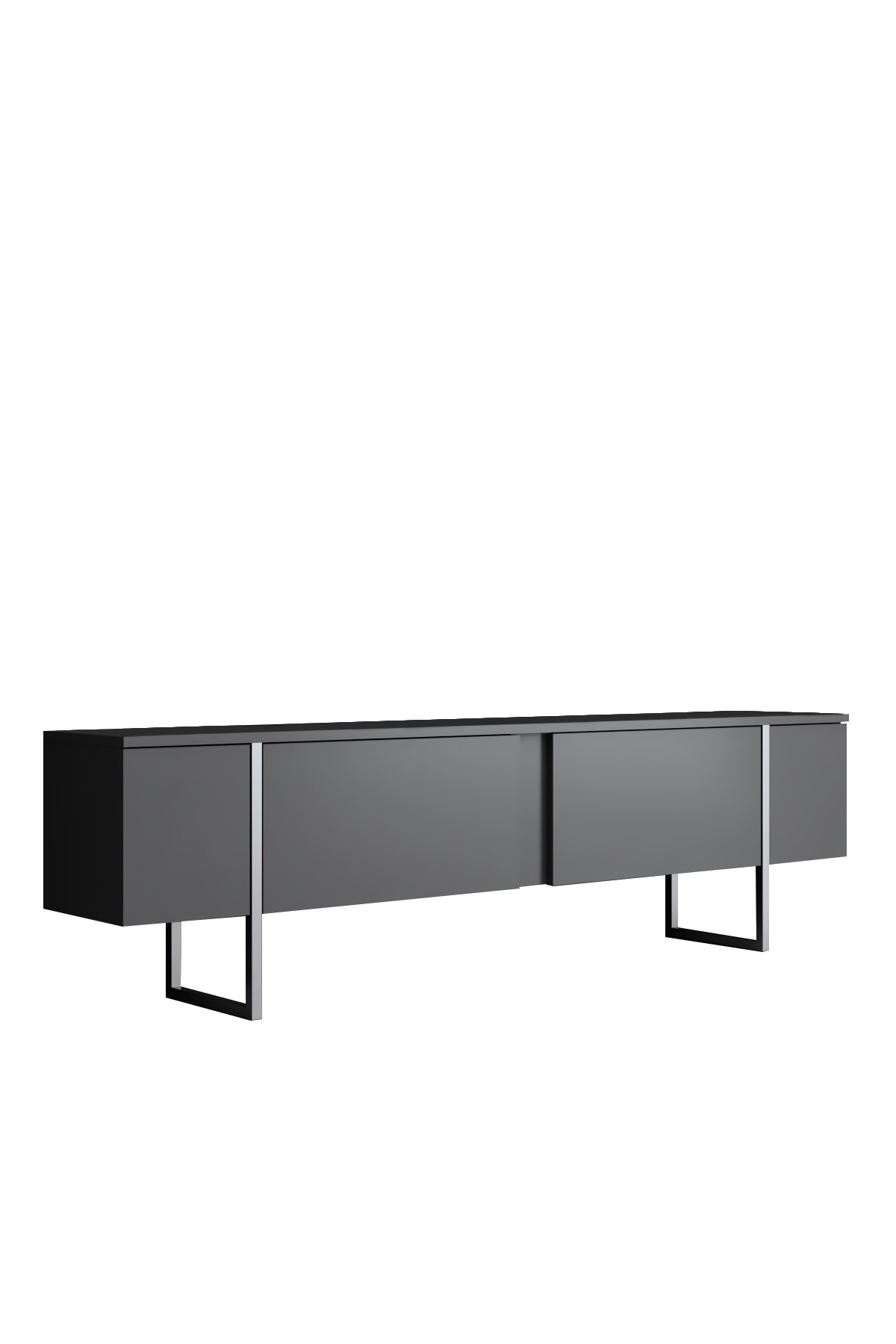 Luxe TV-Schrank Holzfurnier Anthrazit Silber