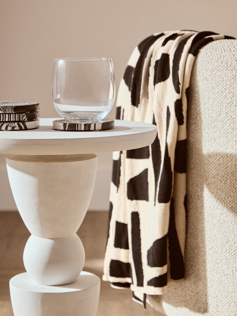 Walsa Round Side Table Mango Wood Whitewash