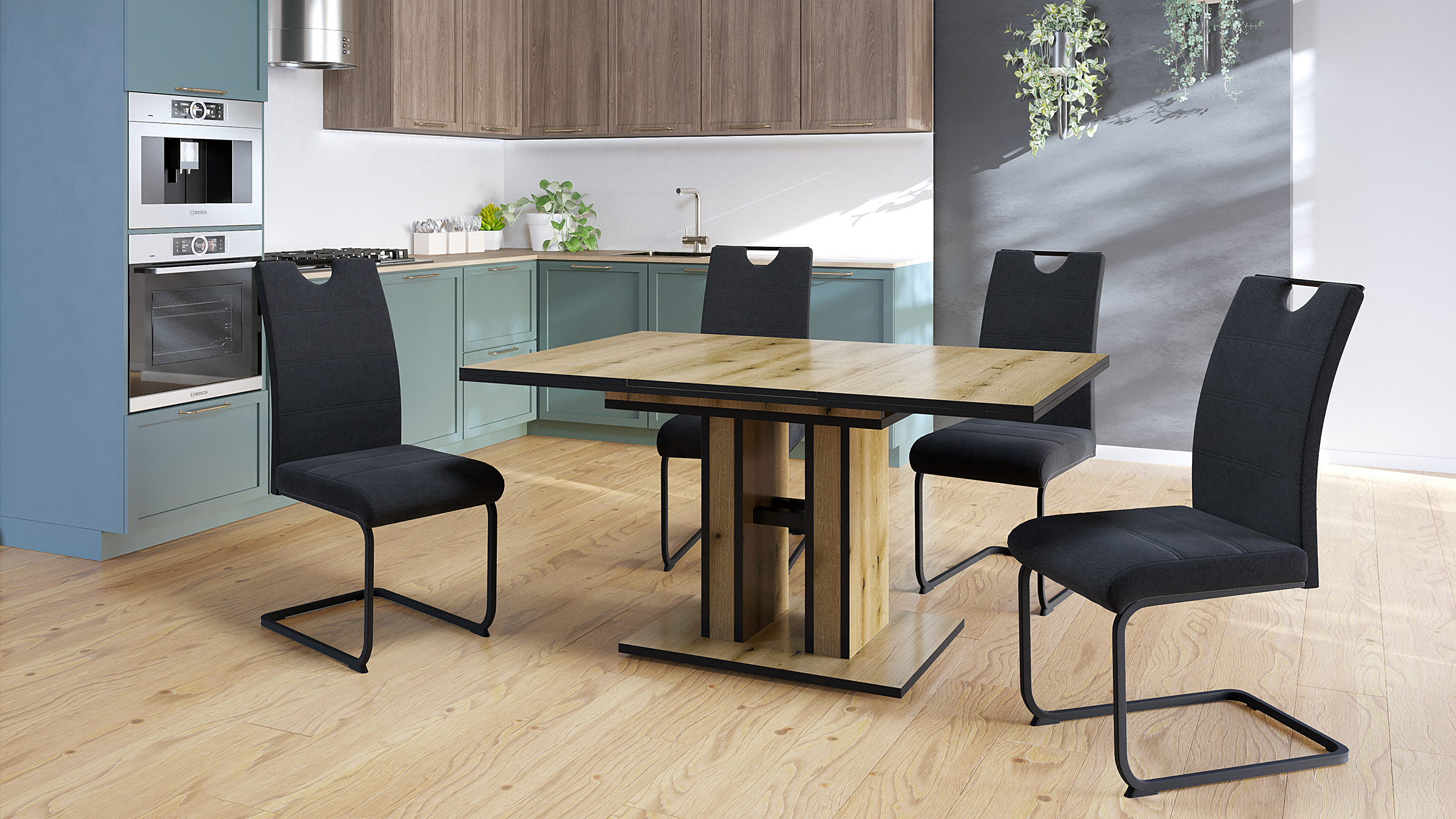 Kireyi Dining Chair Set of 4 Black Woven Fabric Steel
