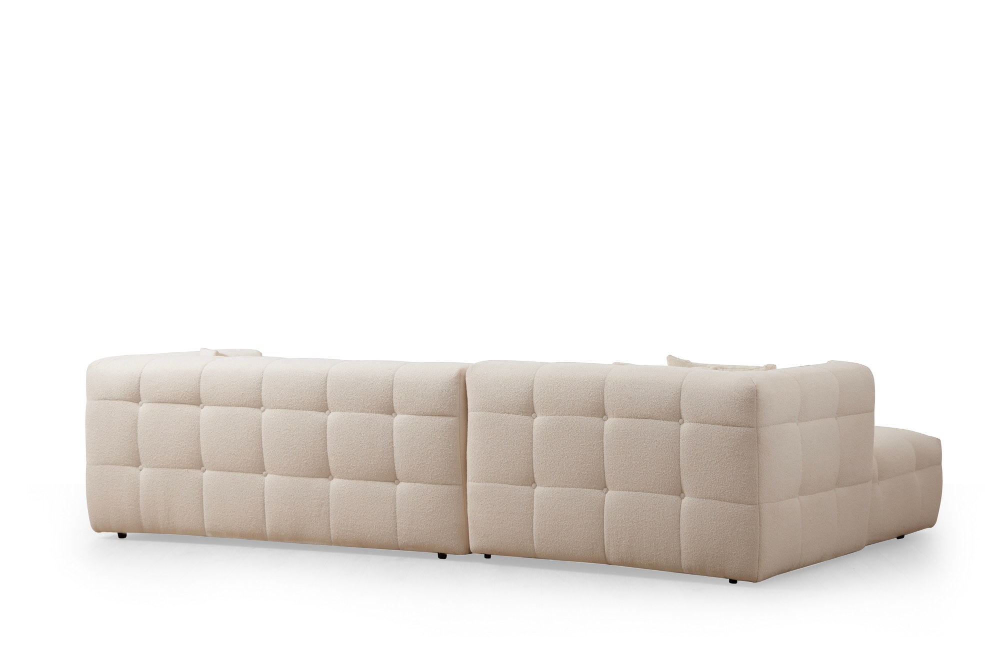 Sofa Récamiere Links Polyester Holz Beige