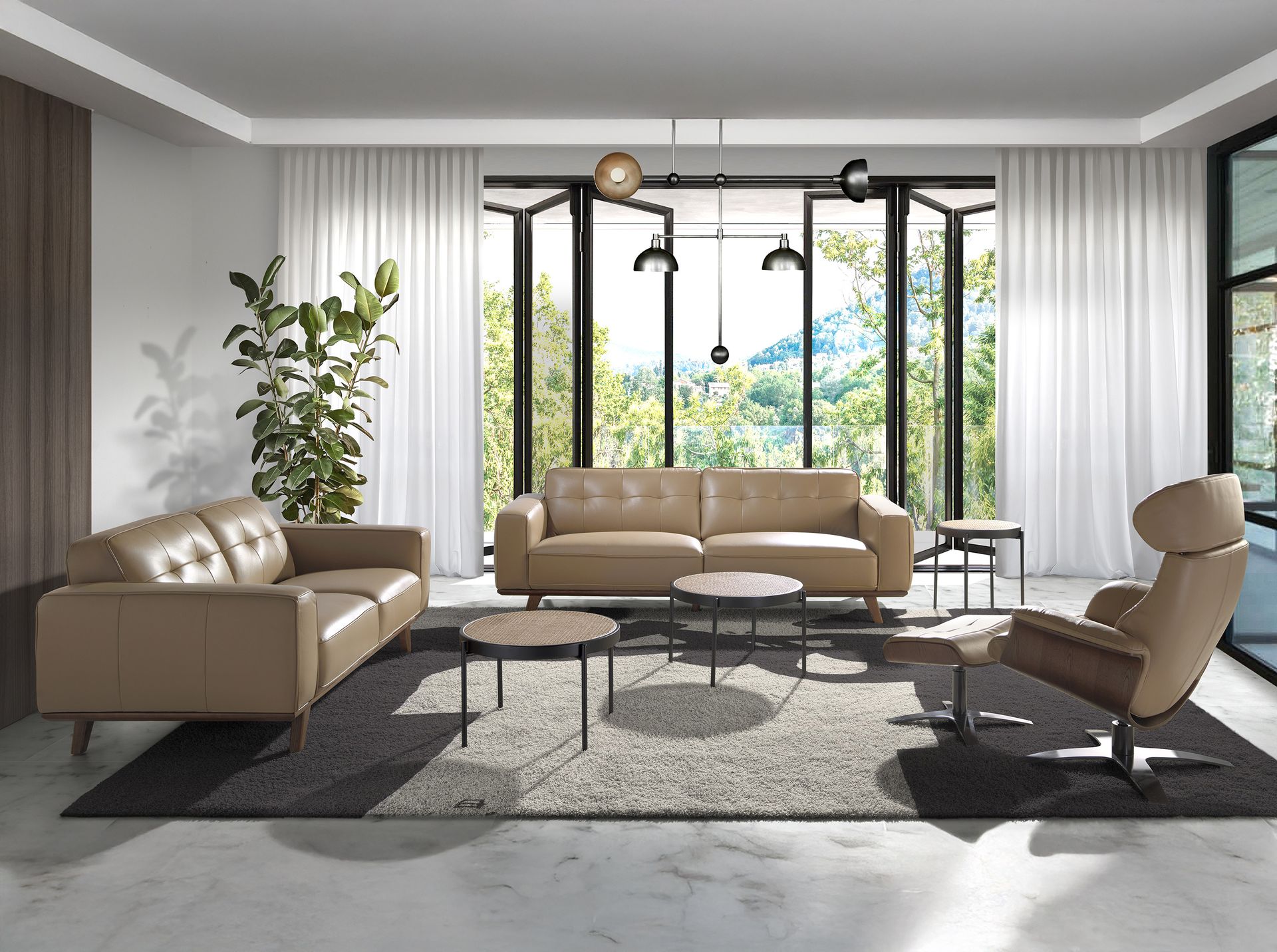 Sessel 5087 Drehbar Leder Sand