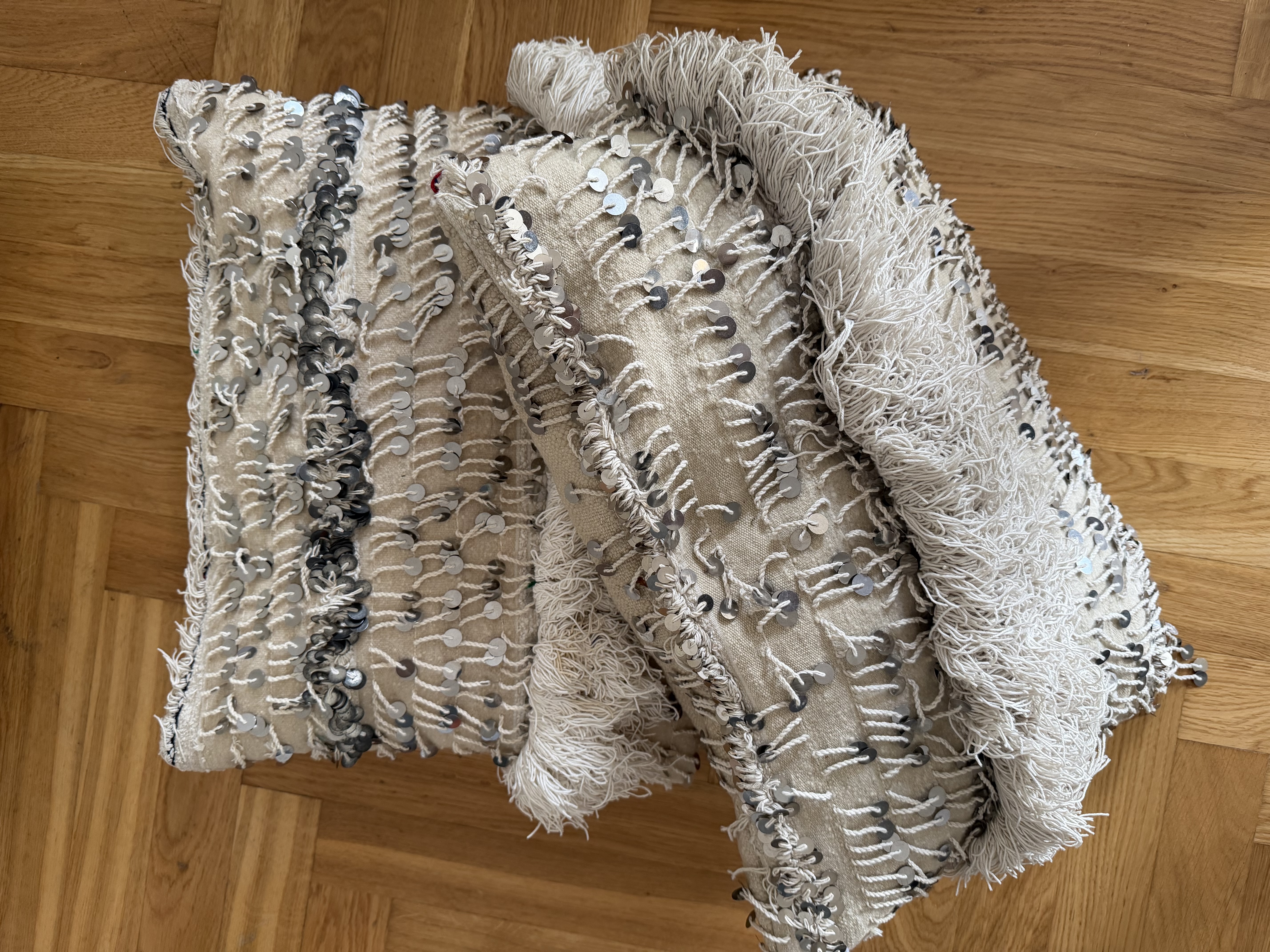 2x Kissenhülle Baumwolle Beige