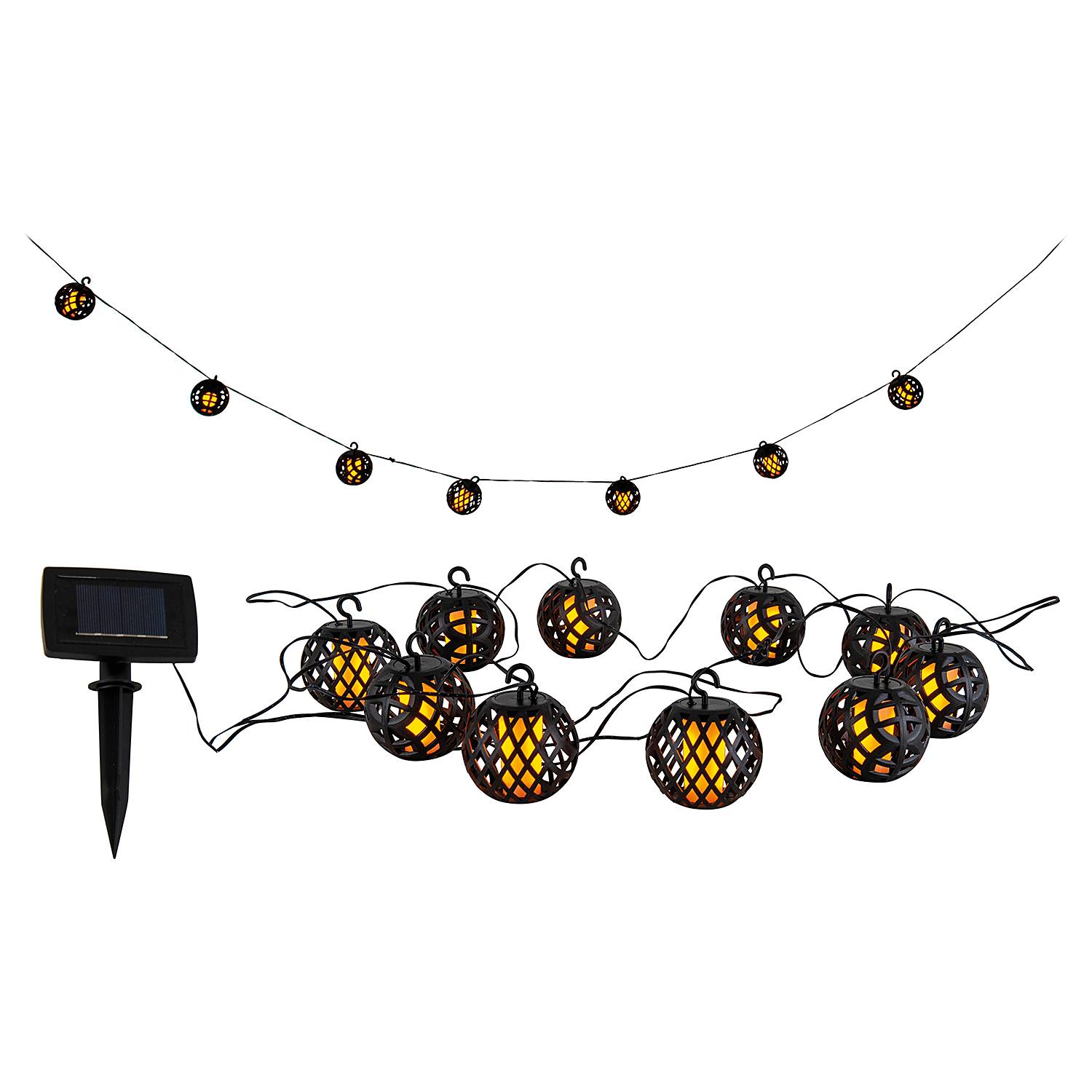 Solar string lights Fogo 10-bulb Black