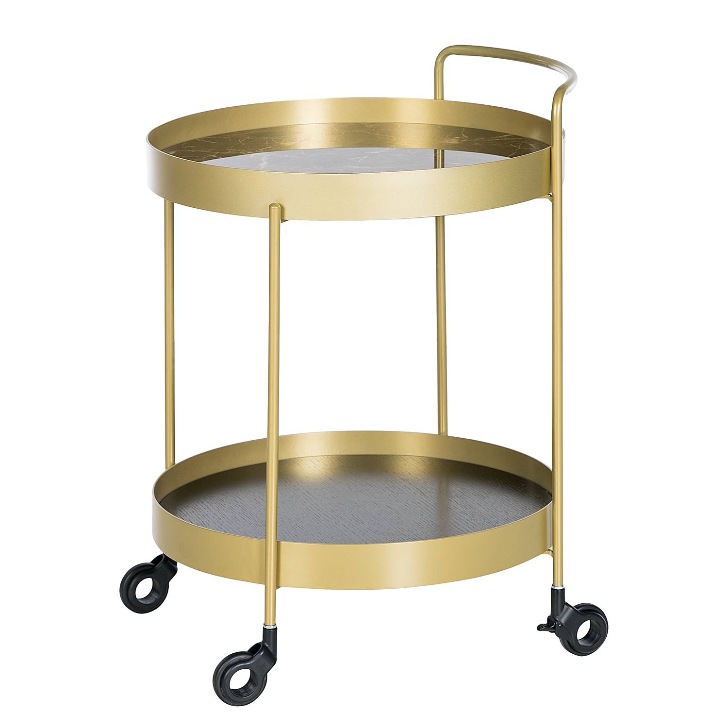 Servierwagen GLENDING Keramik Stahl Marmor Braun Gold