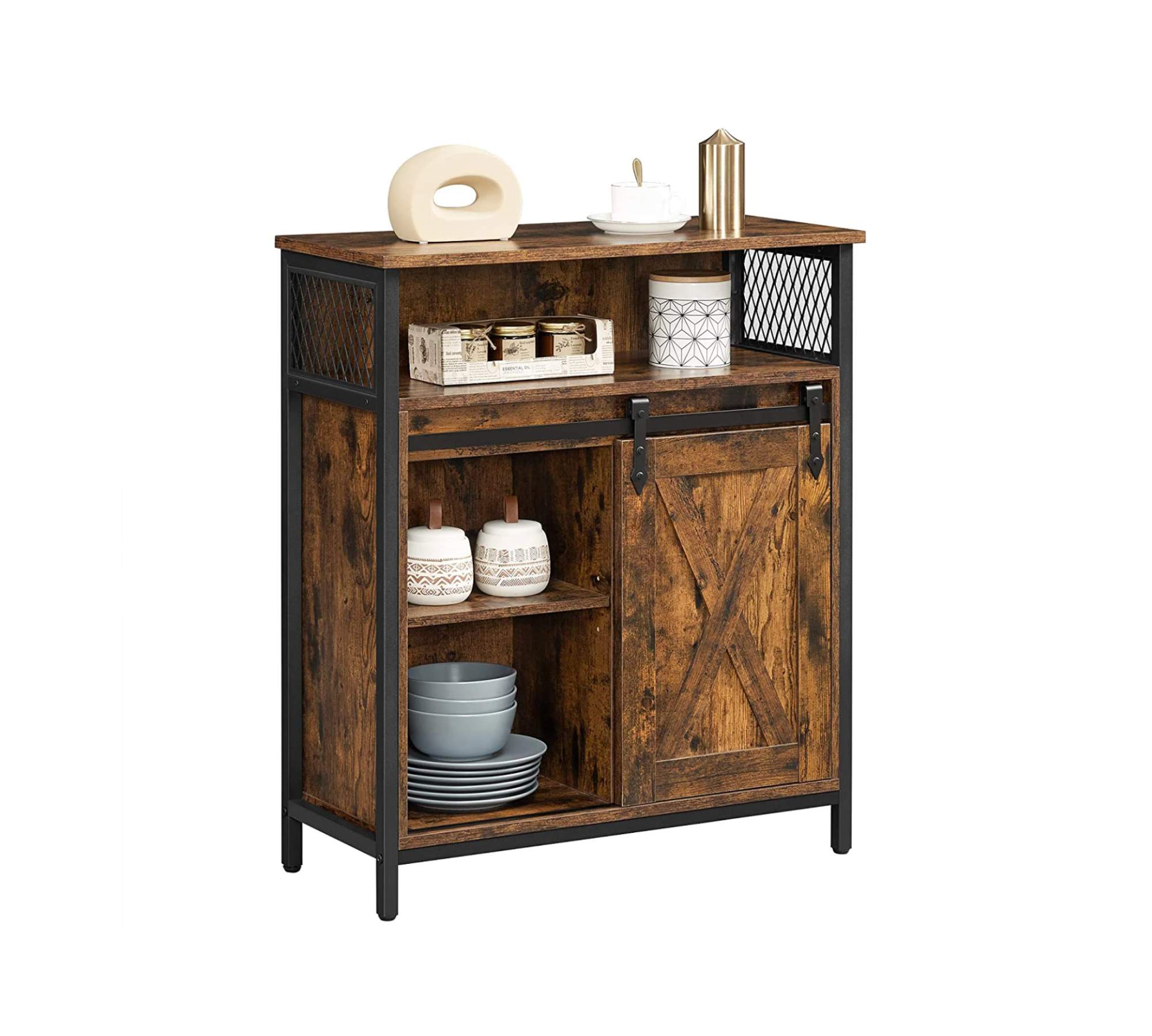 Kommode Hazlet Holz Braun Schwarz