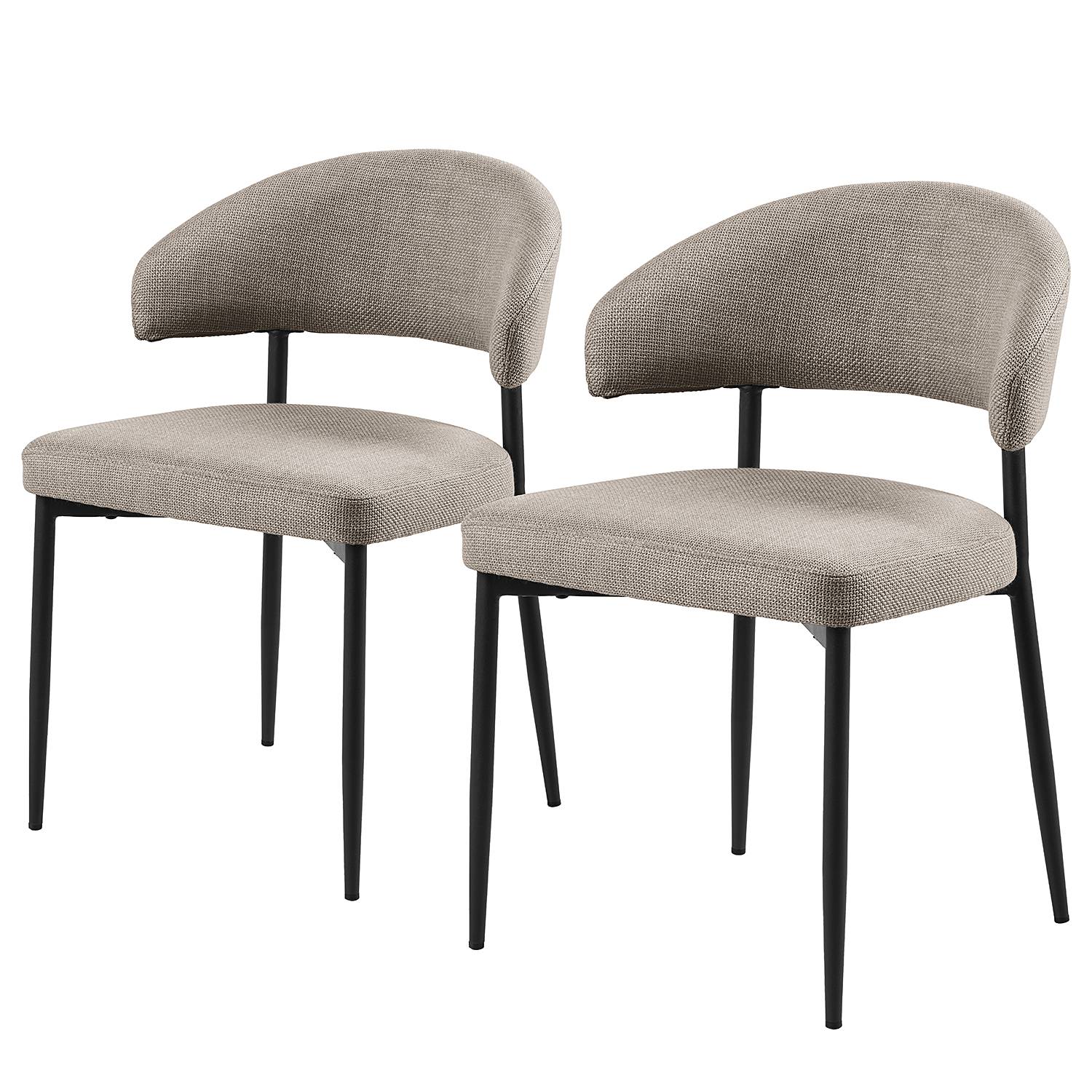 2x Polsterstuhl Asbo Strukturstoff Badia: Grau