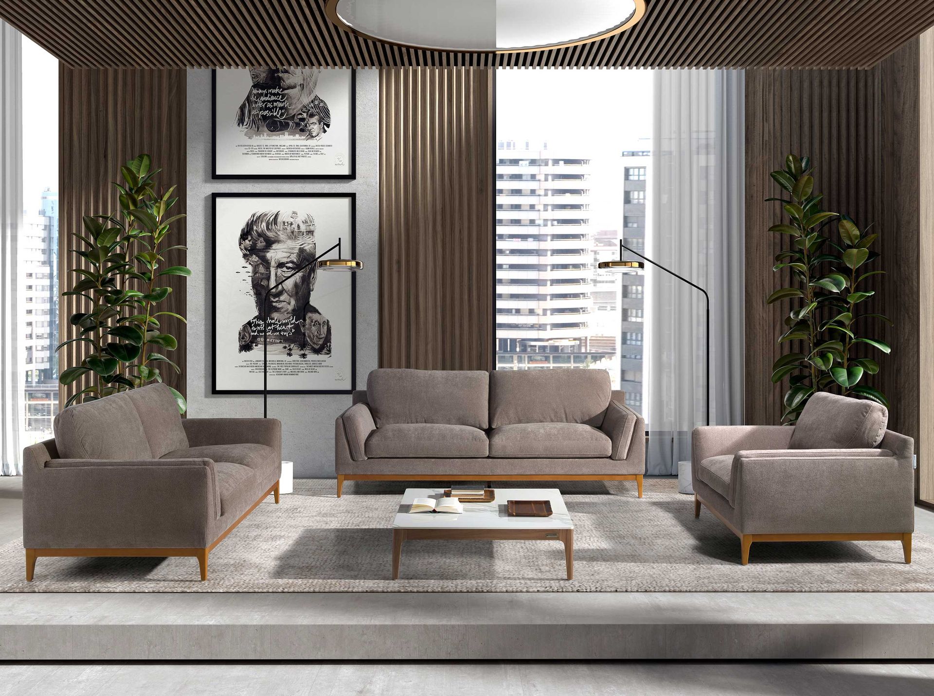 Sofa 2-Sitzer Textil Braun