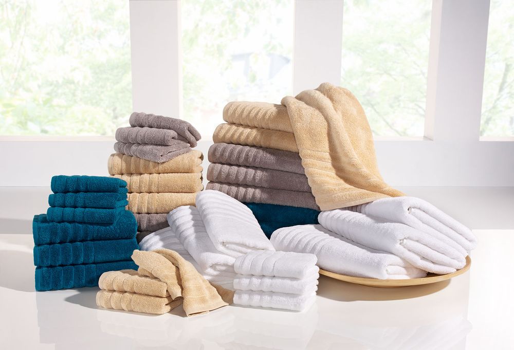 4-tlg. Handtuch-Set aus Baumwolle Beige Öko-Tex Standard