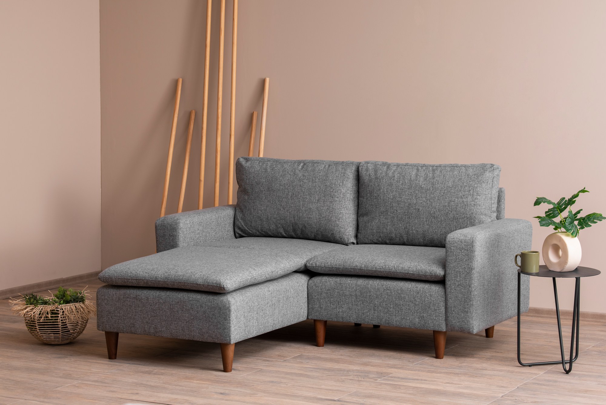 Lungo Mini Ecksofa Hellgrau