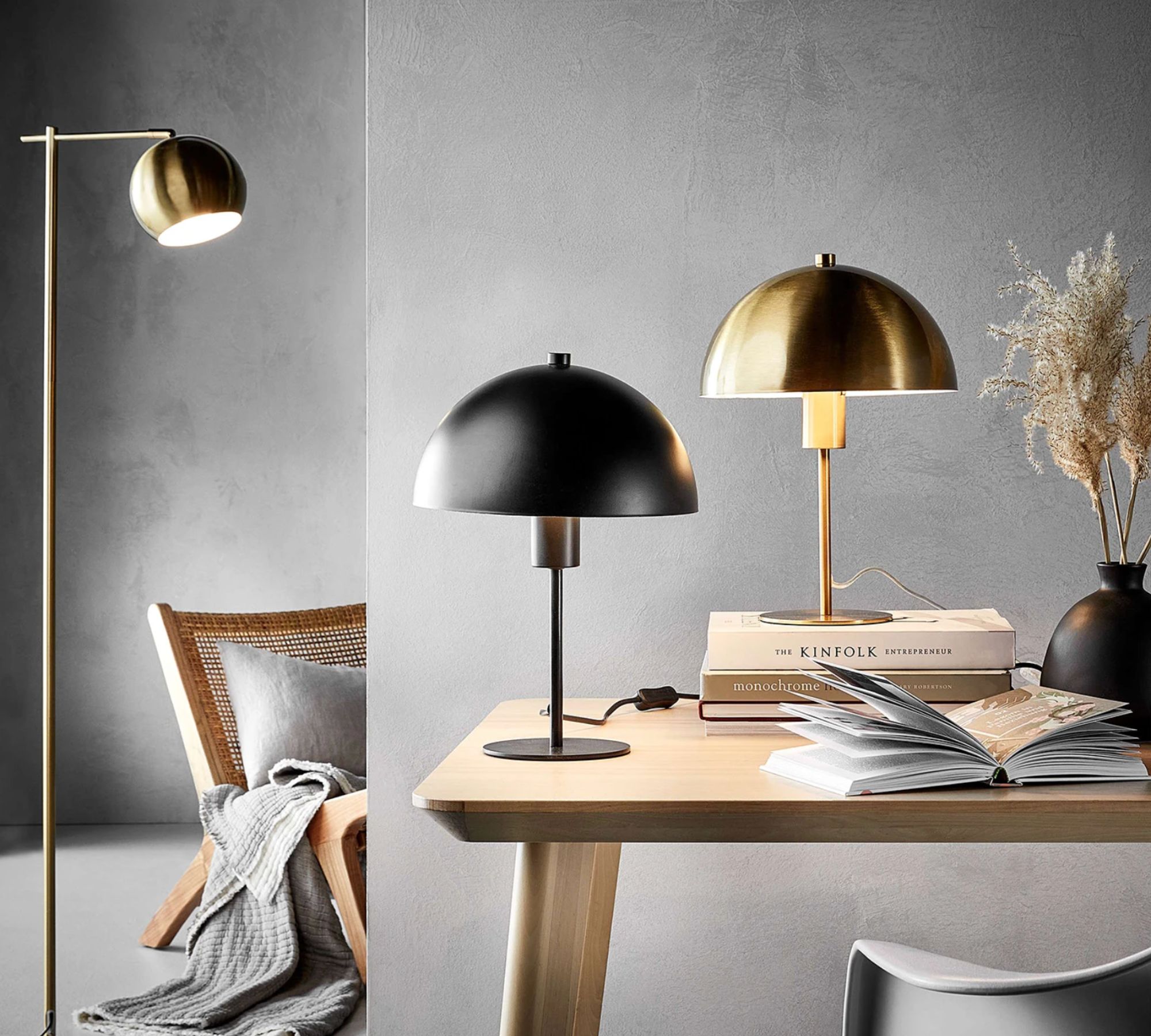 Tischlampe 1-flammig Metall Gold