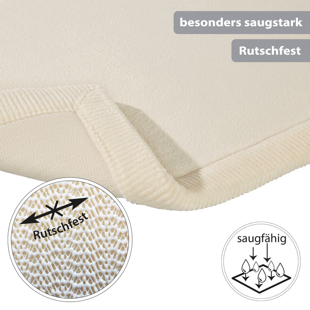 Rutschfeste Microfaser Badematte mit Memory Foam Natur