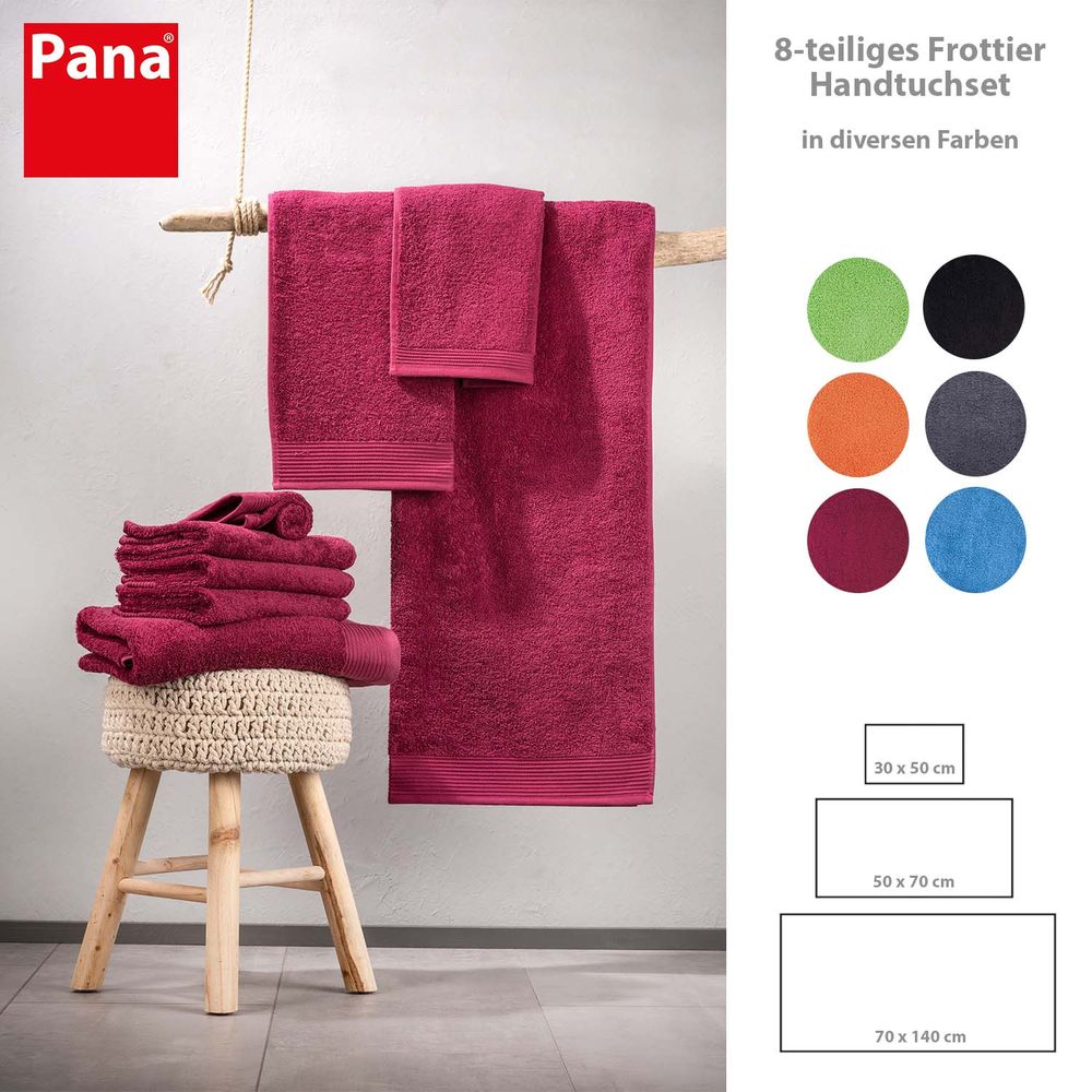 8-tlg. Frottier Handtuch-Set Bordeaux Öko-Tex Standard 100