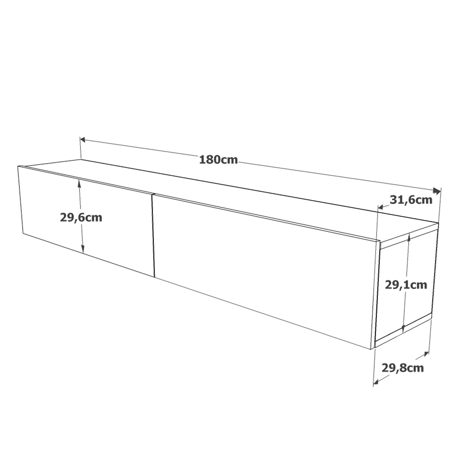 Split Wandregal Mehrfarbig 180cm