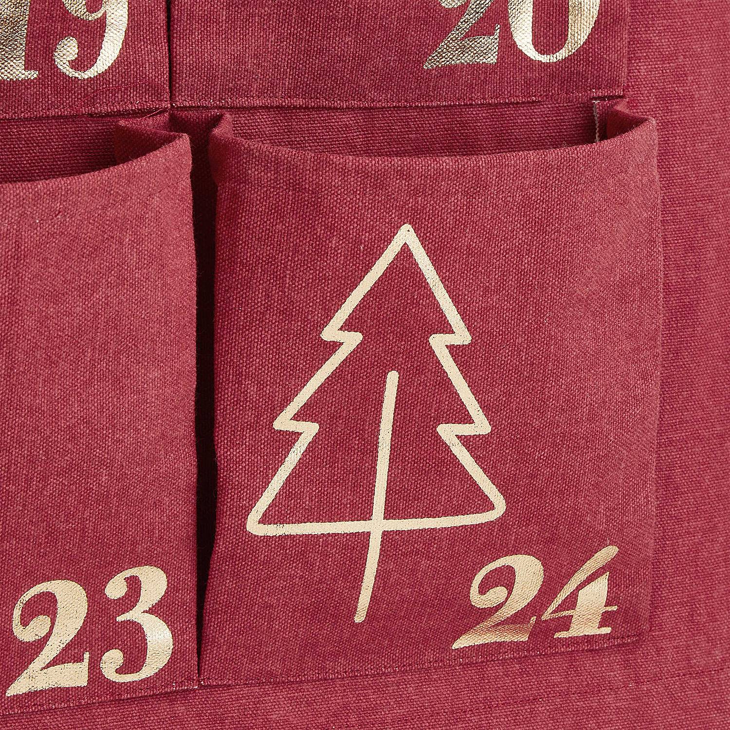 Adventskalender SANTA IS COMING Baumwolle Akazie Rot