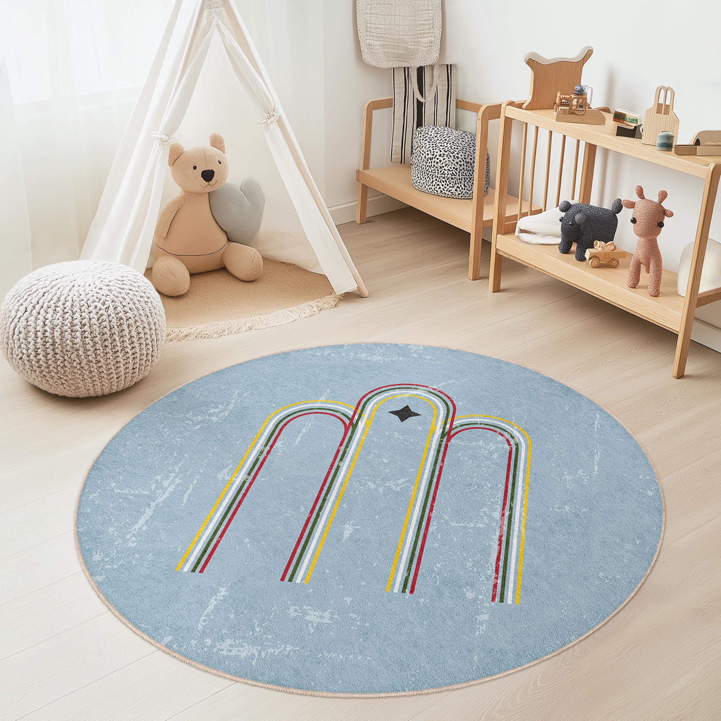 Regenbogen Kinderspielteppich Mehrfarbig Ø120cm