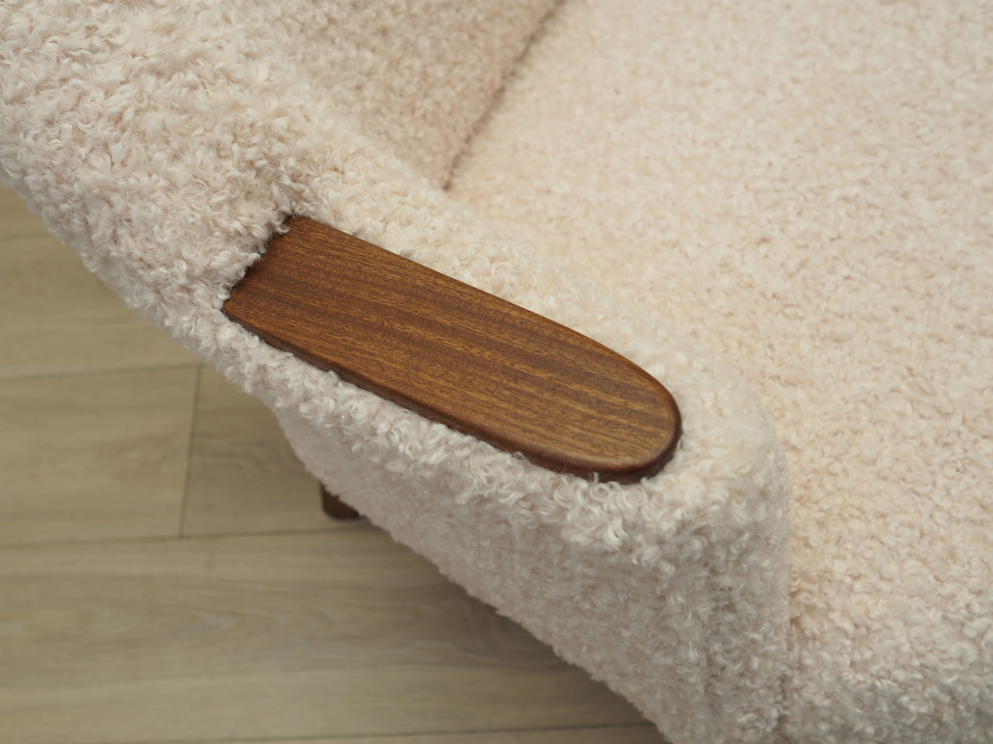 Vintage Sofa Textil Holz Creme 1970er Jahre