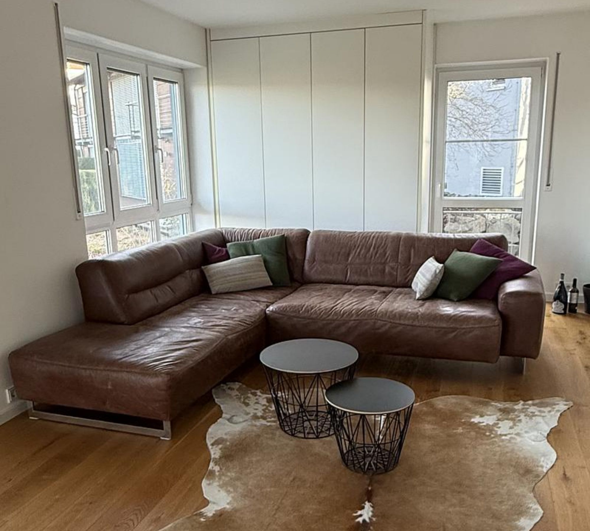 Alessiio Corner Sofa Leather Brown