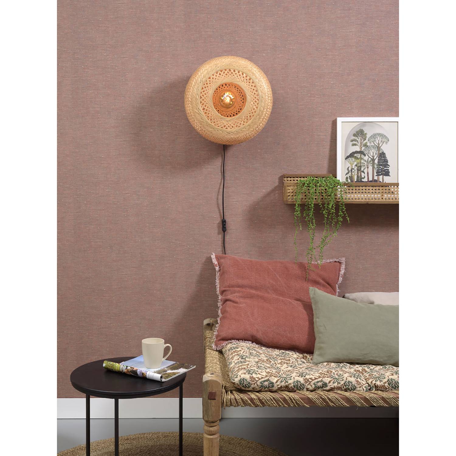 Wandleuchte Palawan Bambus Massiv Eisen Beige