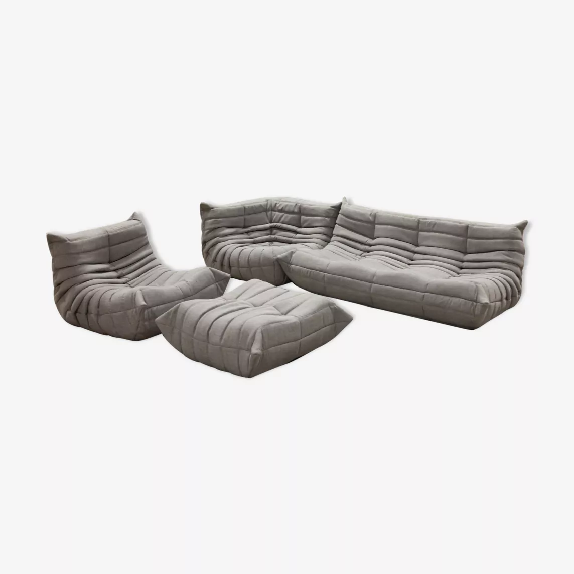 Togo Lounge Set 4 pezzi tessuto grigio caldo