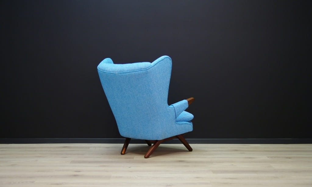 Vintage Sessel Teakholz Textil Blau 1960er Jahre