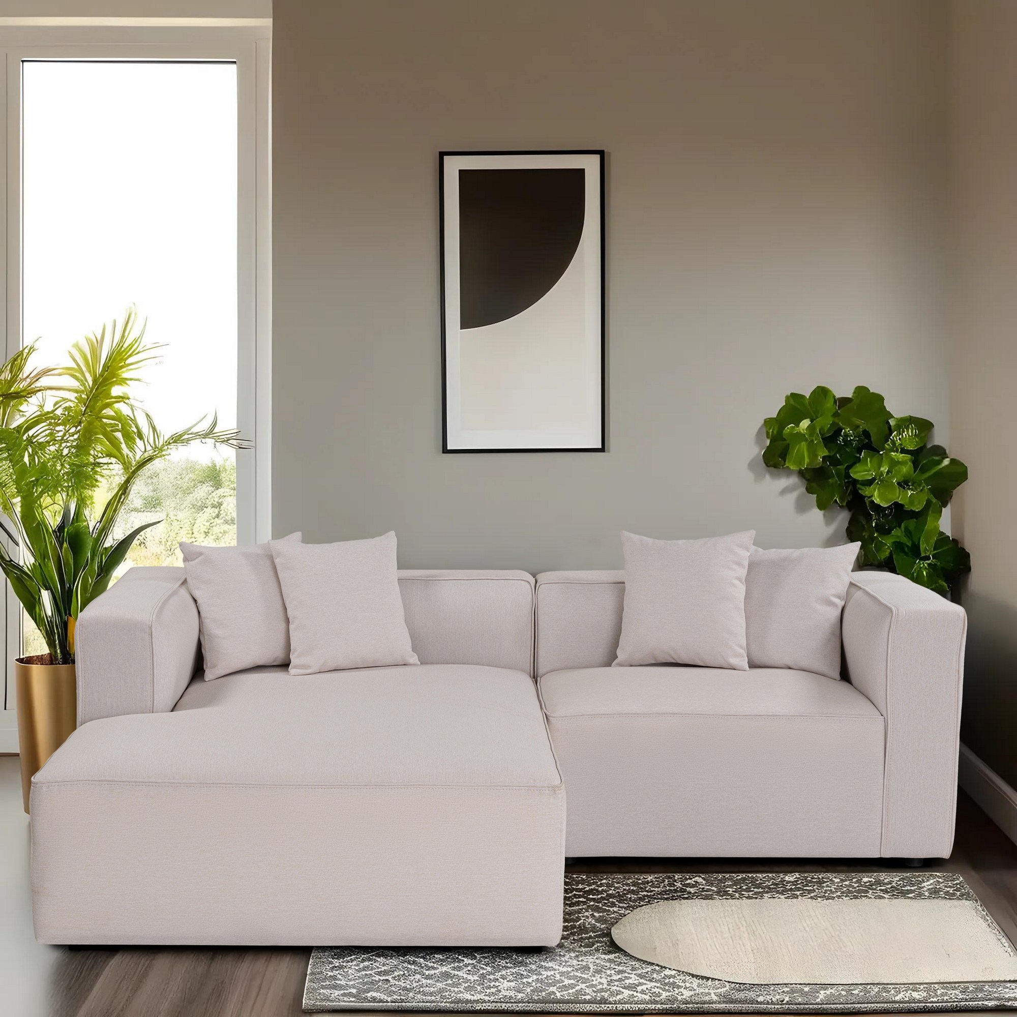 Mora Ecksofa Rechts Beige