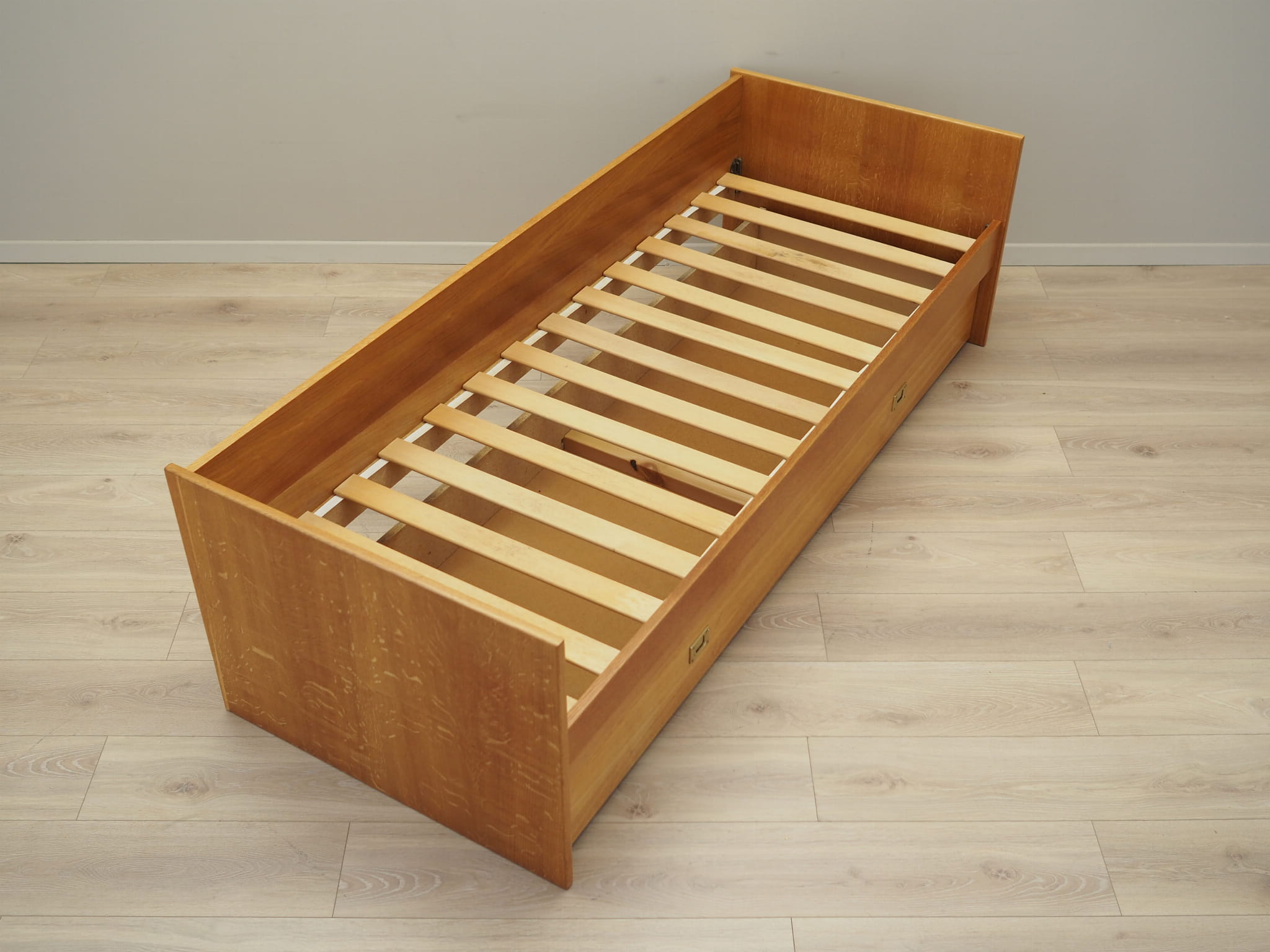 Vintage Bett Holz Braun 1970er Jahre 