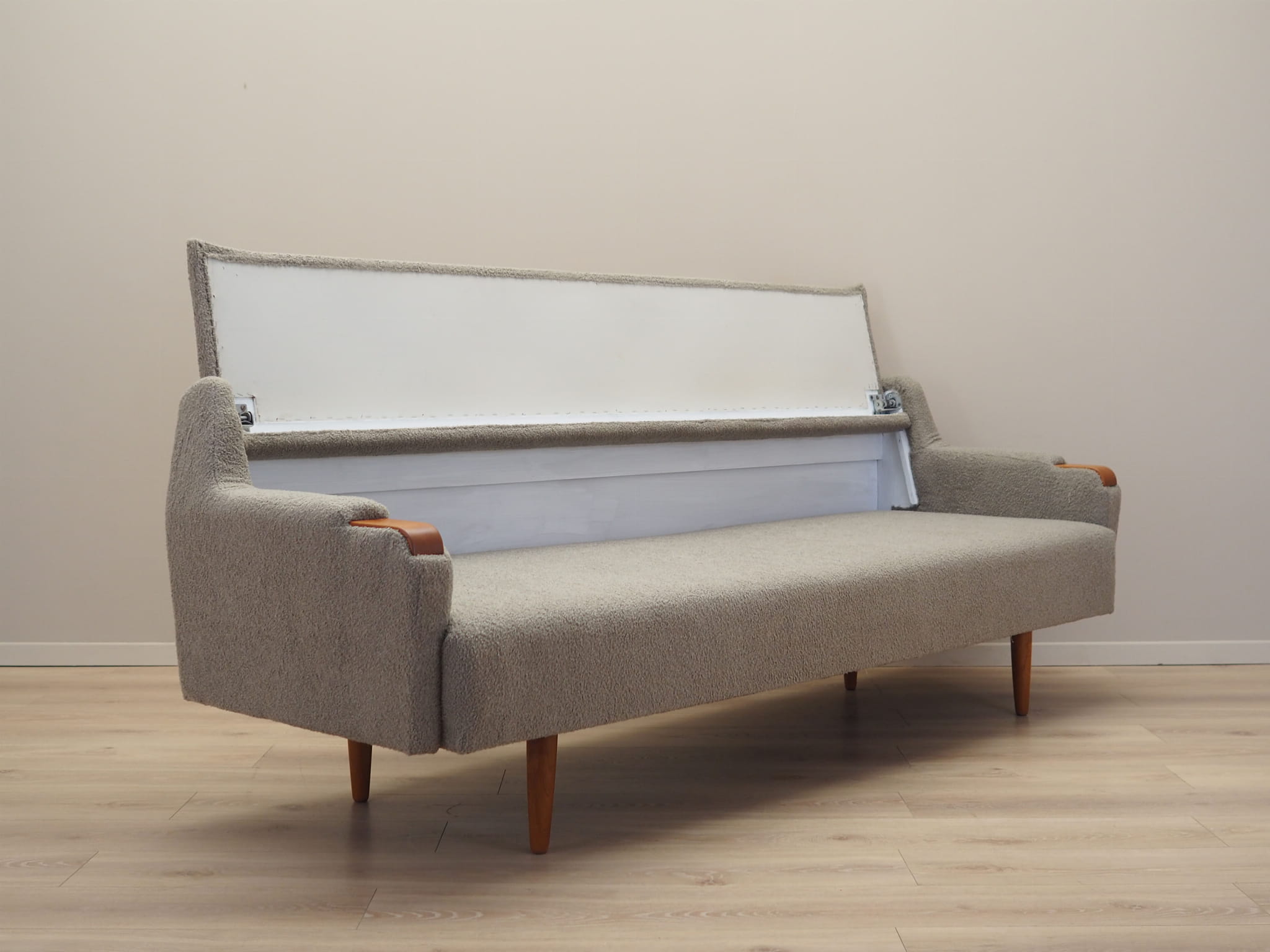 Sofa Teakholz Textil 1970er Grau Jahre