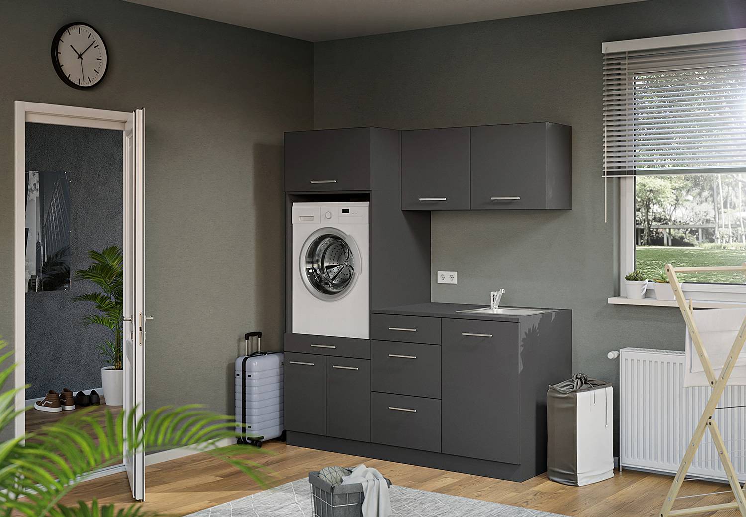 Wall cabinet 1 door Anthracite Height: 50 cm