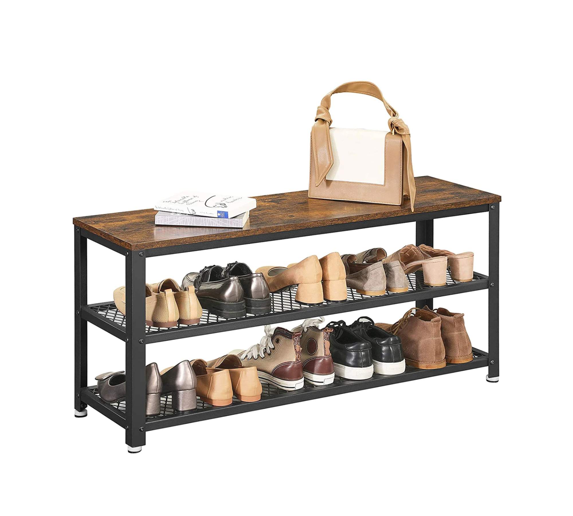 Shoe rack Metal Brown Black