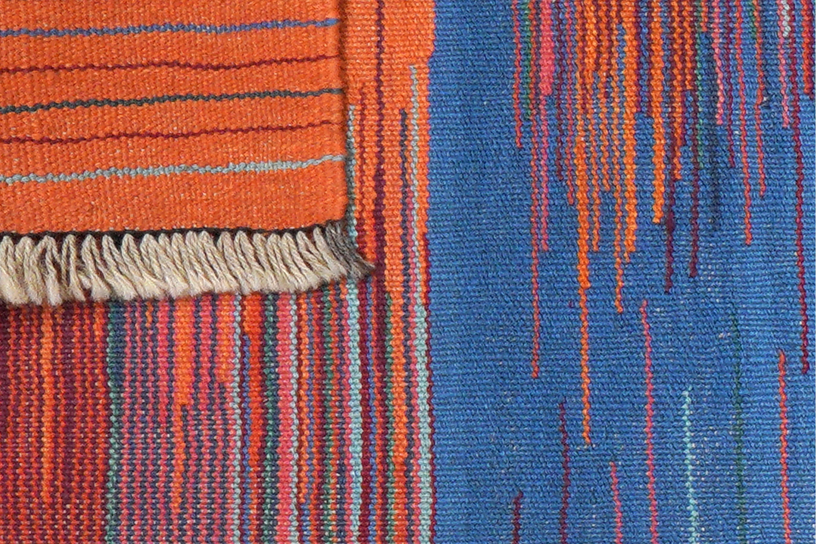 Kilim Gashgai Teppich Blau Orange