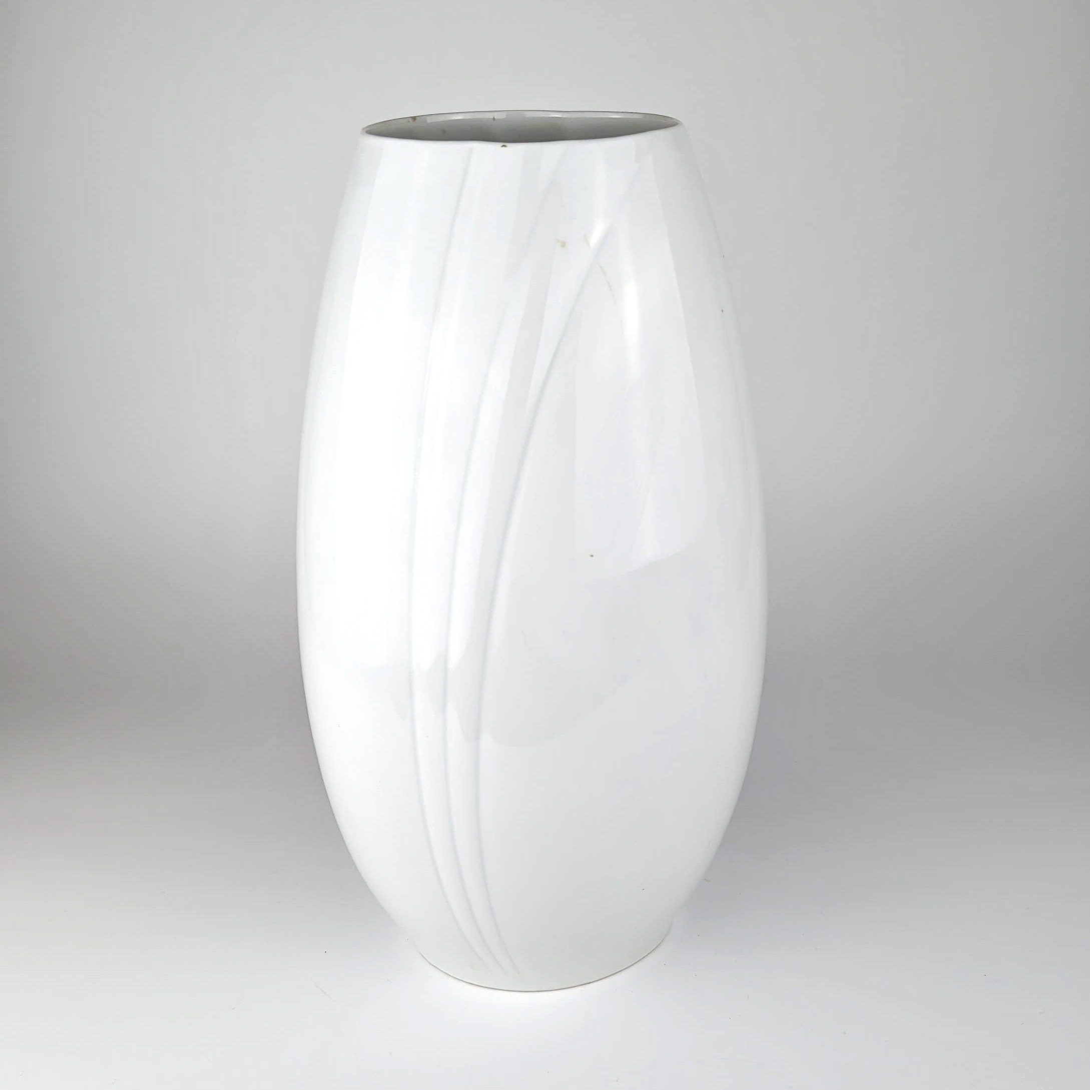 Vintage Vase Keramik Weiß 1980er Jahre