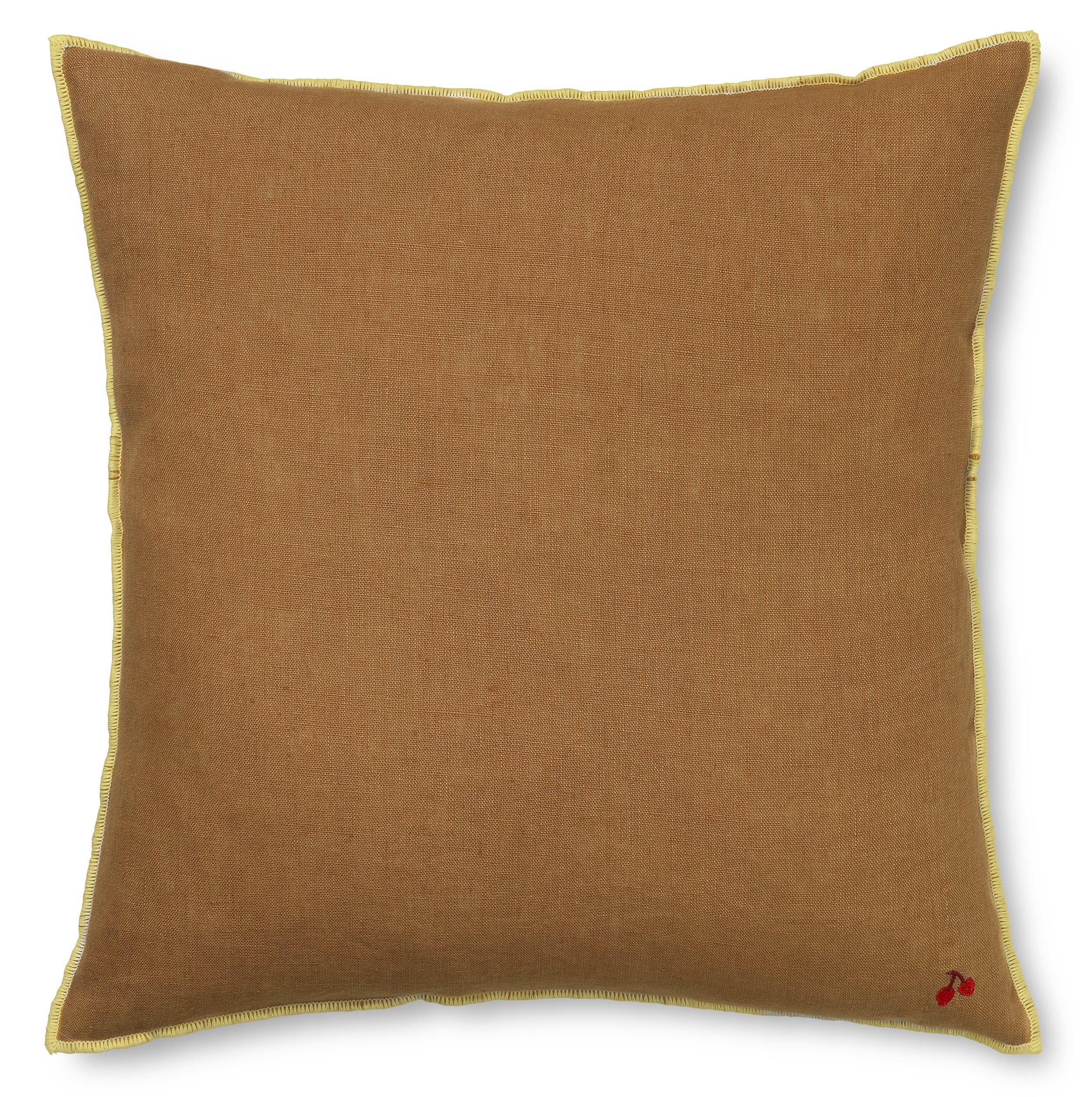 Contrast Linen Kissen Leinen Federfüllung Braun