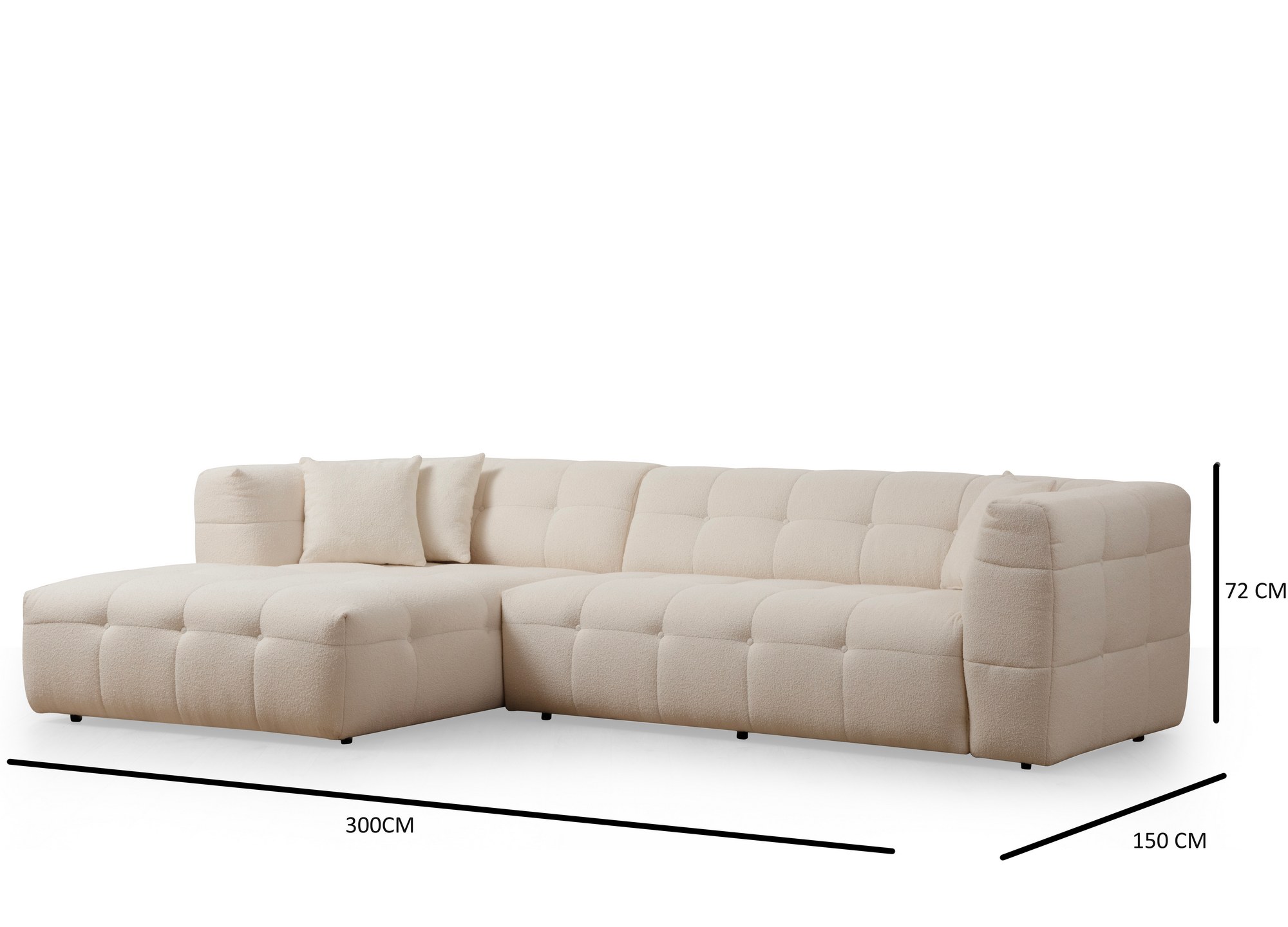 Sofa Récamiere Links Polyester Holz Beige