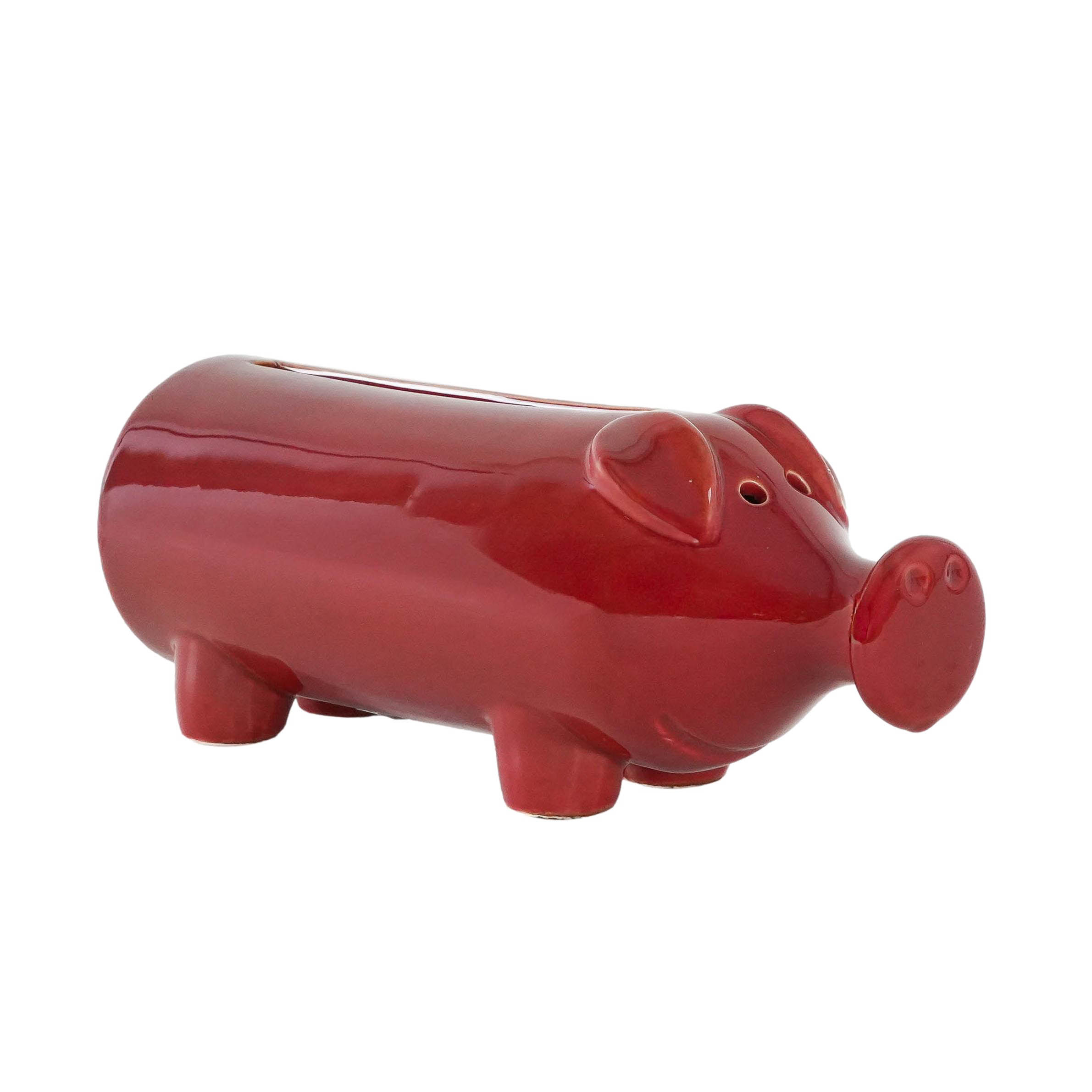 Sparschwein Porzellan Rot 1960er Jahre