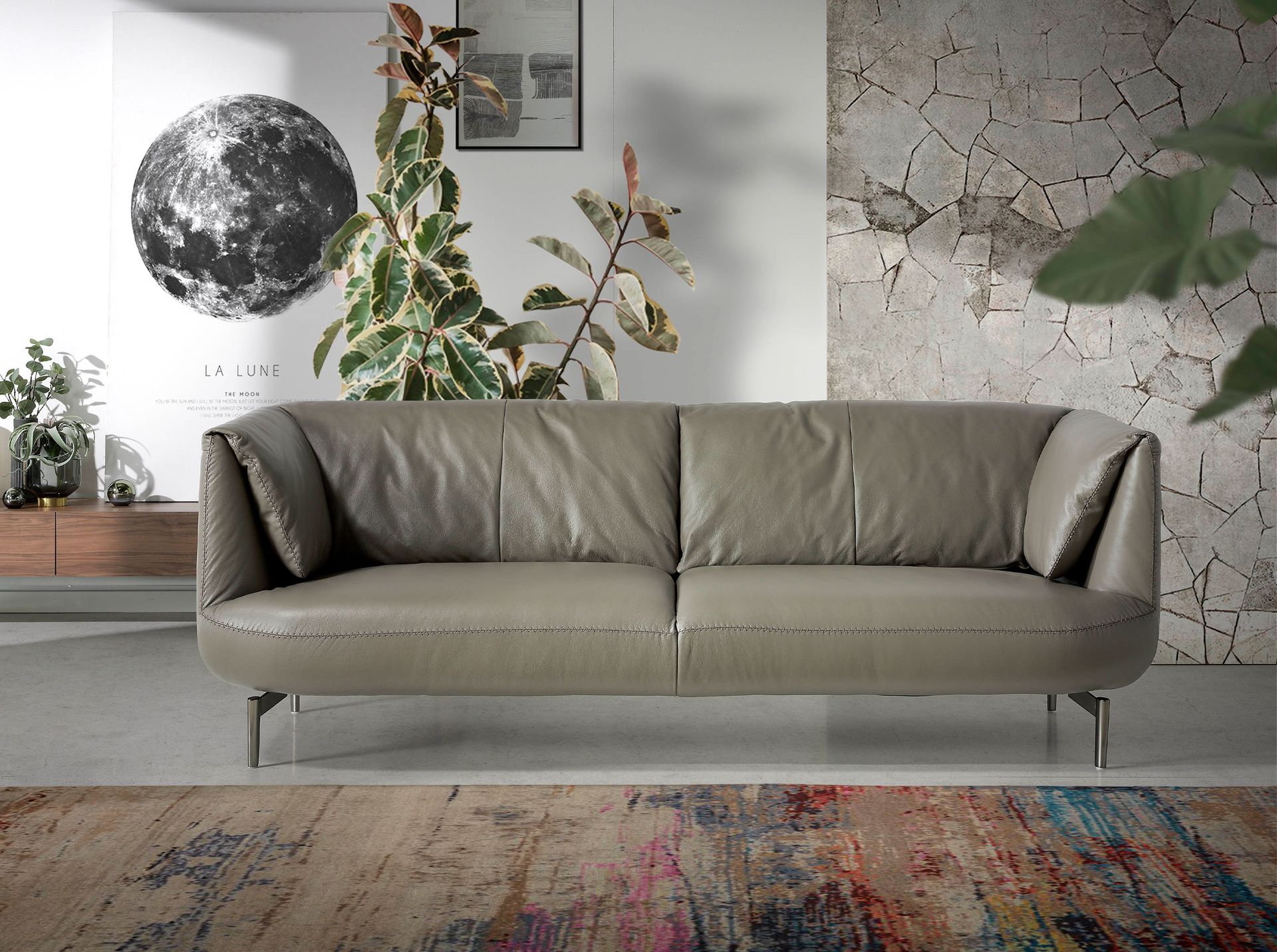 Sofa 2-Sitzer Leder Grau
