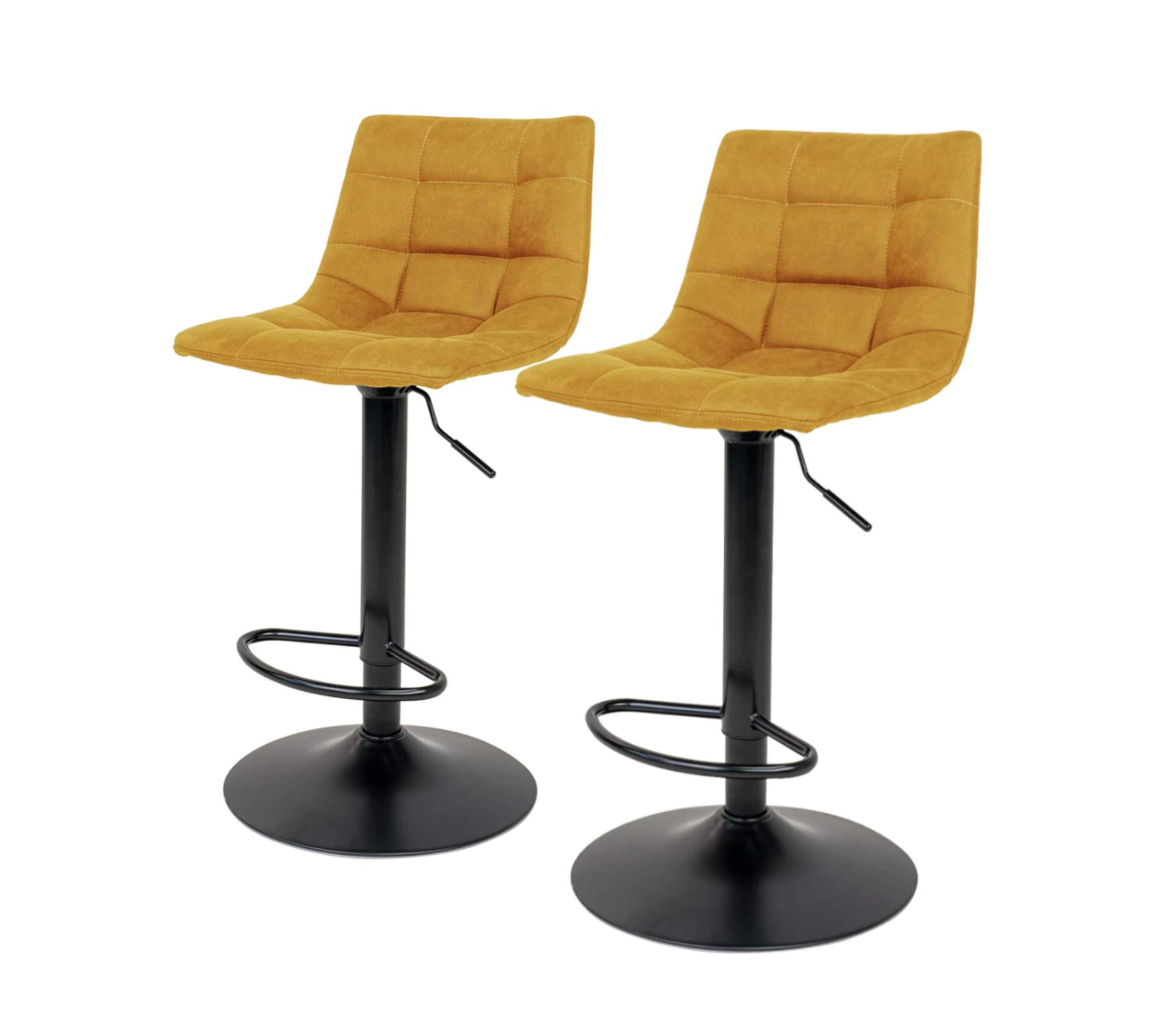 2x Bar stool steel fabric mustard yellow