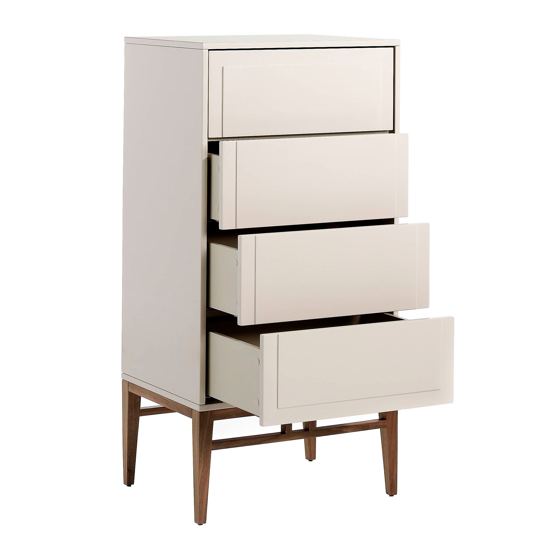 Chiffonier mit 4 Schubladen Walnussfurnier Creme
