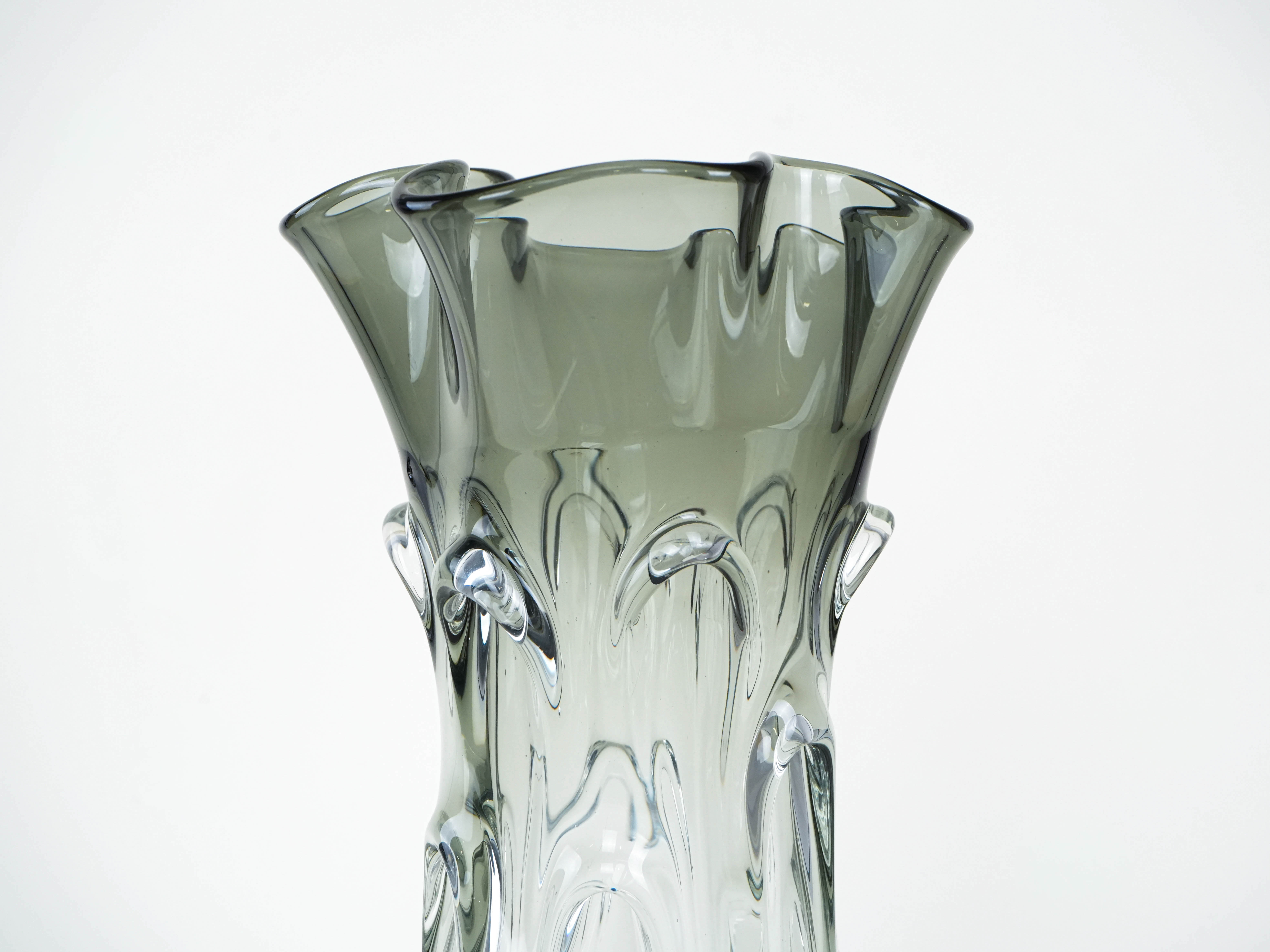 Vaso in vetro di Murano grigio anni '60