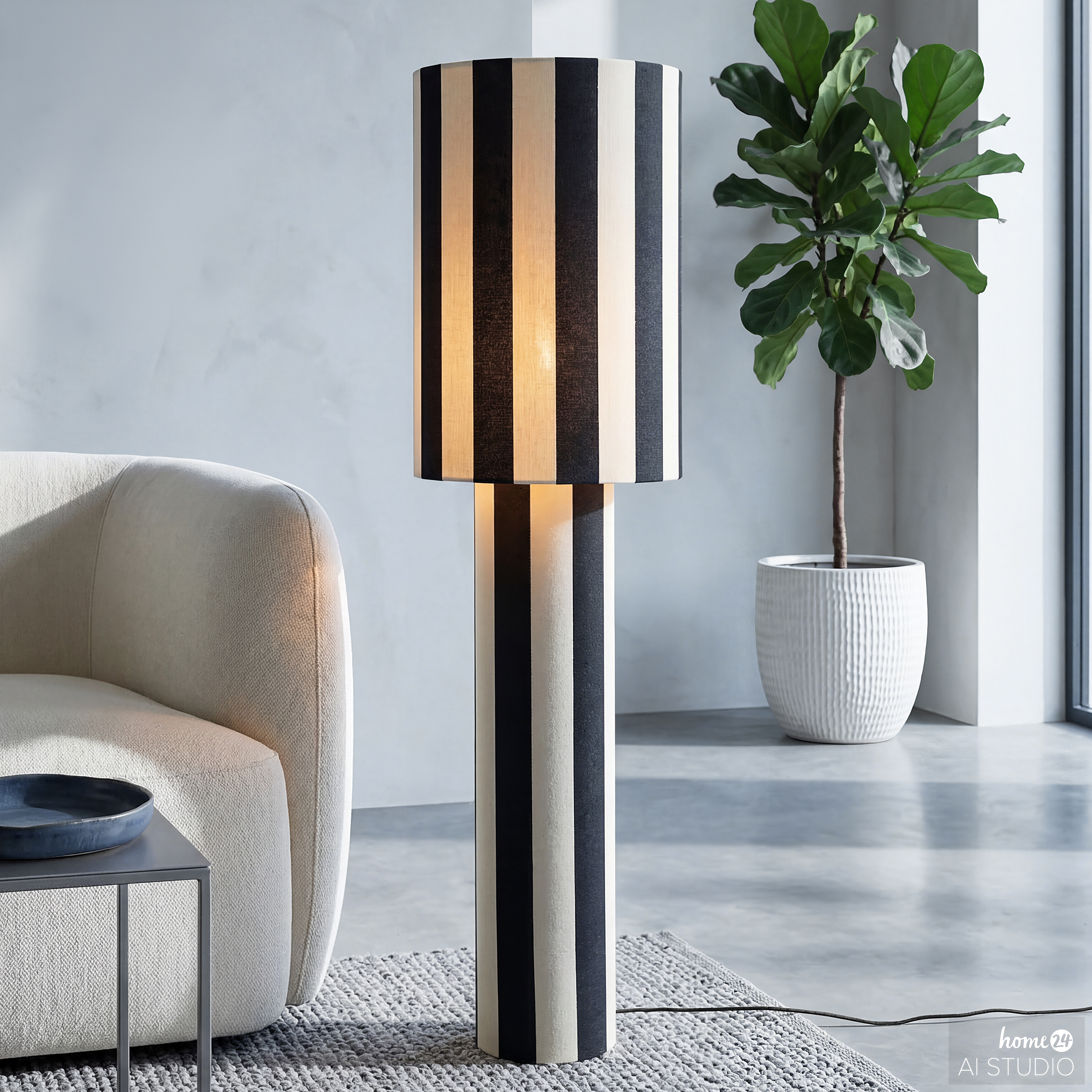 Floor lamp Nuvio 1-Light Iron Linen Black
