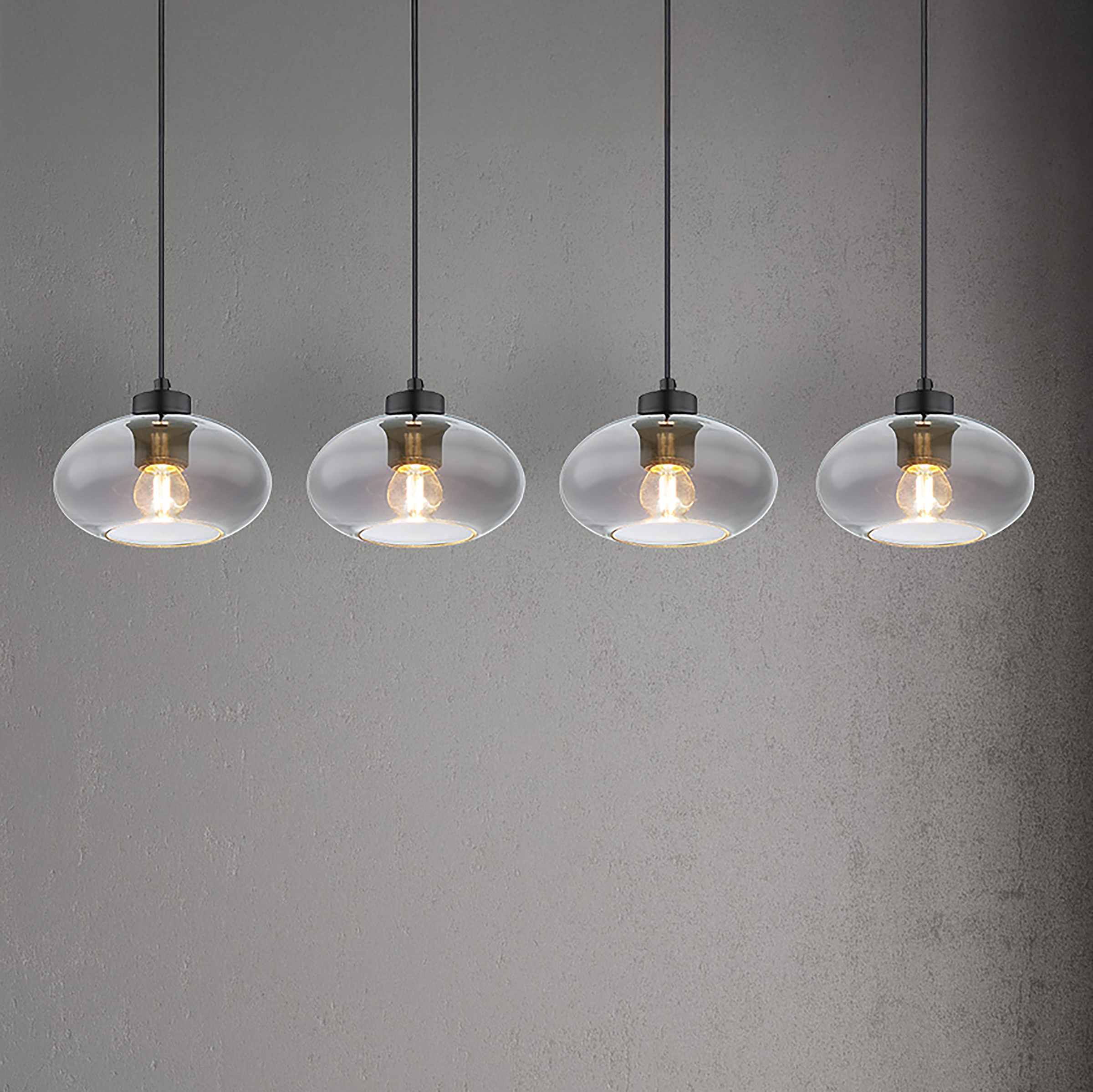 Pendant light Shaun TypeA 4-light smoked glass iron